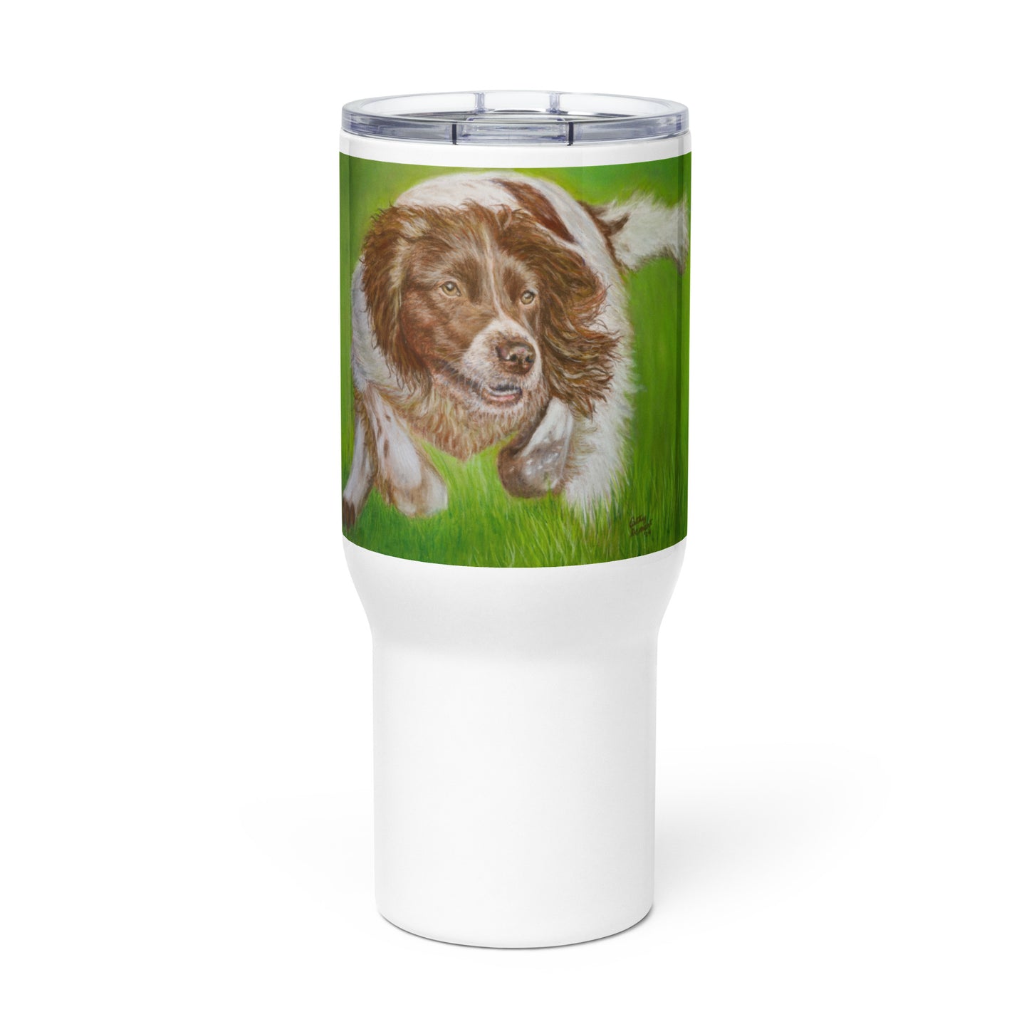 Squirrel?: English Springer Spaniel Dog Travel Mug with Handle