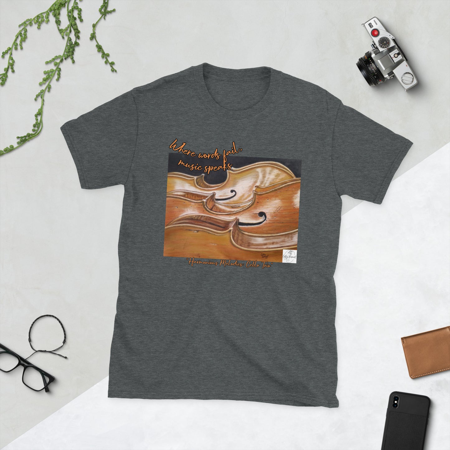 Harmonious Melodies: Cello Trio When Words Fail, Music Speaks Artwork Short-Sleeve Unisex T-Shirt