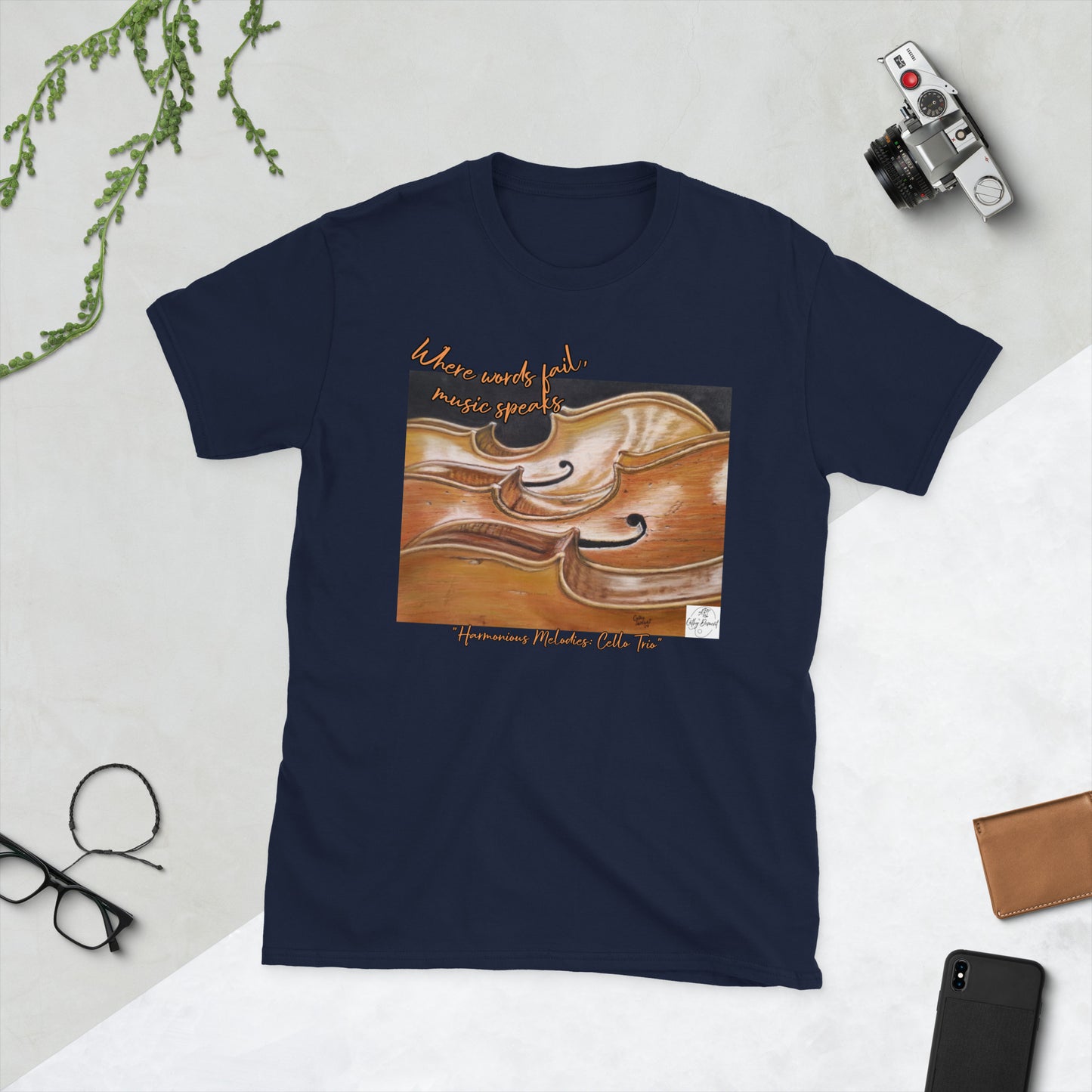 Harmonious Melodies: Cello Trio When Words Fail, Music Speaks Artwork Short-Sleeve Unisex T-Shirt