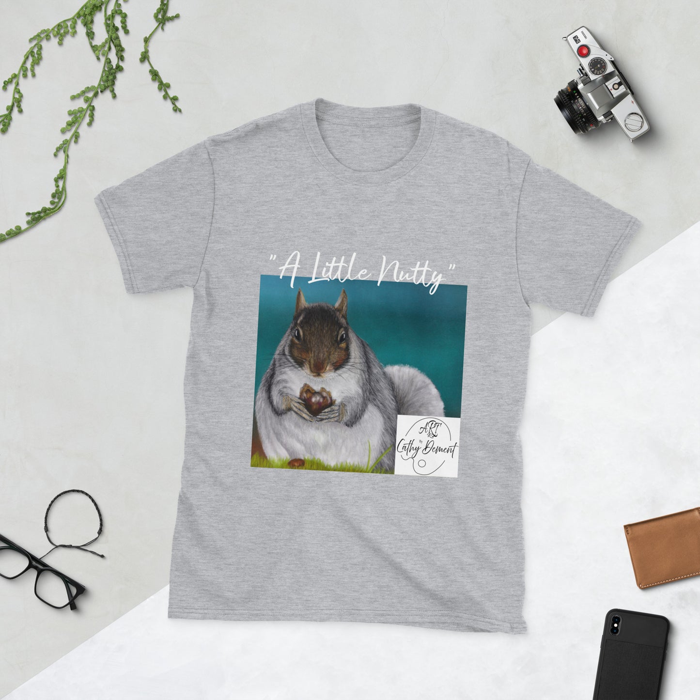 A Little Nutty: Cute Squirrel With Nut Design Short-Sleeve Unisex T-Shirt