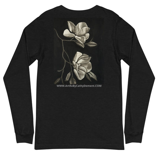 Midnight Magnolias: Original Watercolor Artwork Design Unisex Long Sleeve Tee