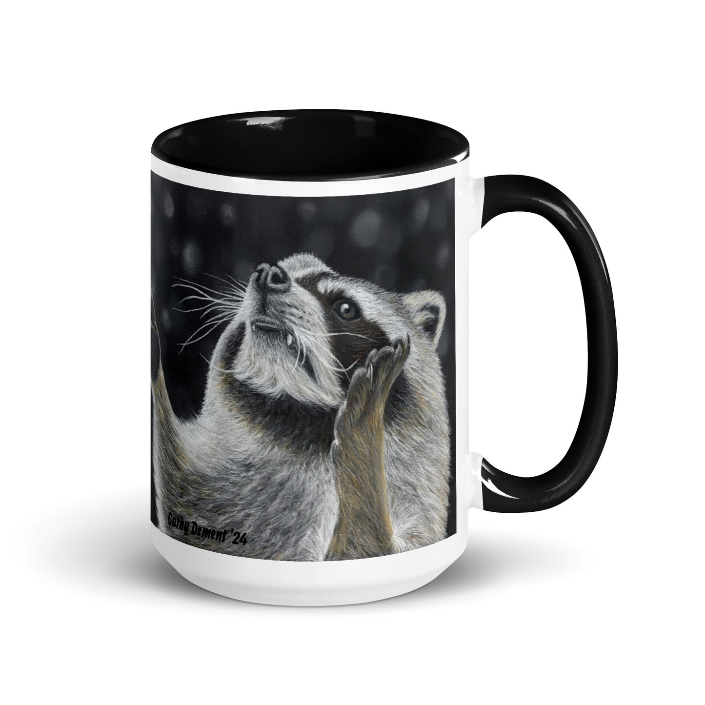 Catching Snowflakes: Whimsical Raccoon-themed Design Coffee Mug