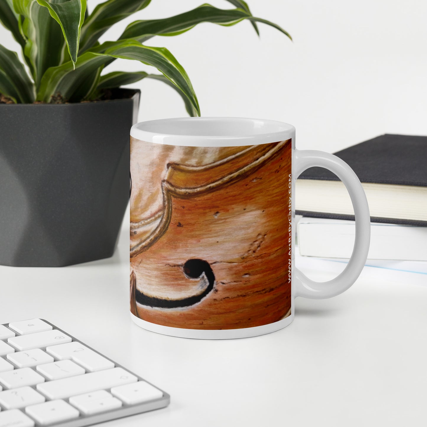 Harmonious Melodies: Cello Trio Musical Instrument White Glossy Mug