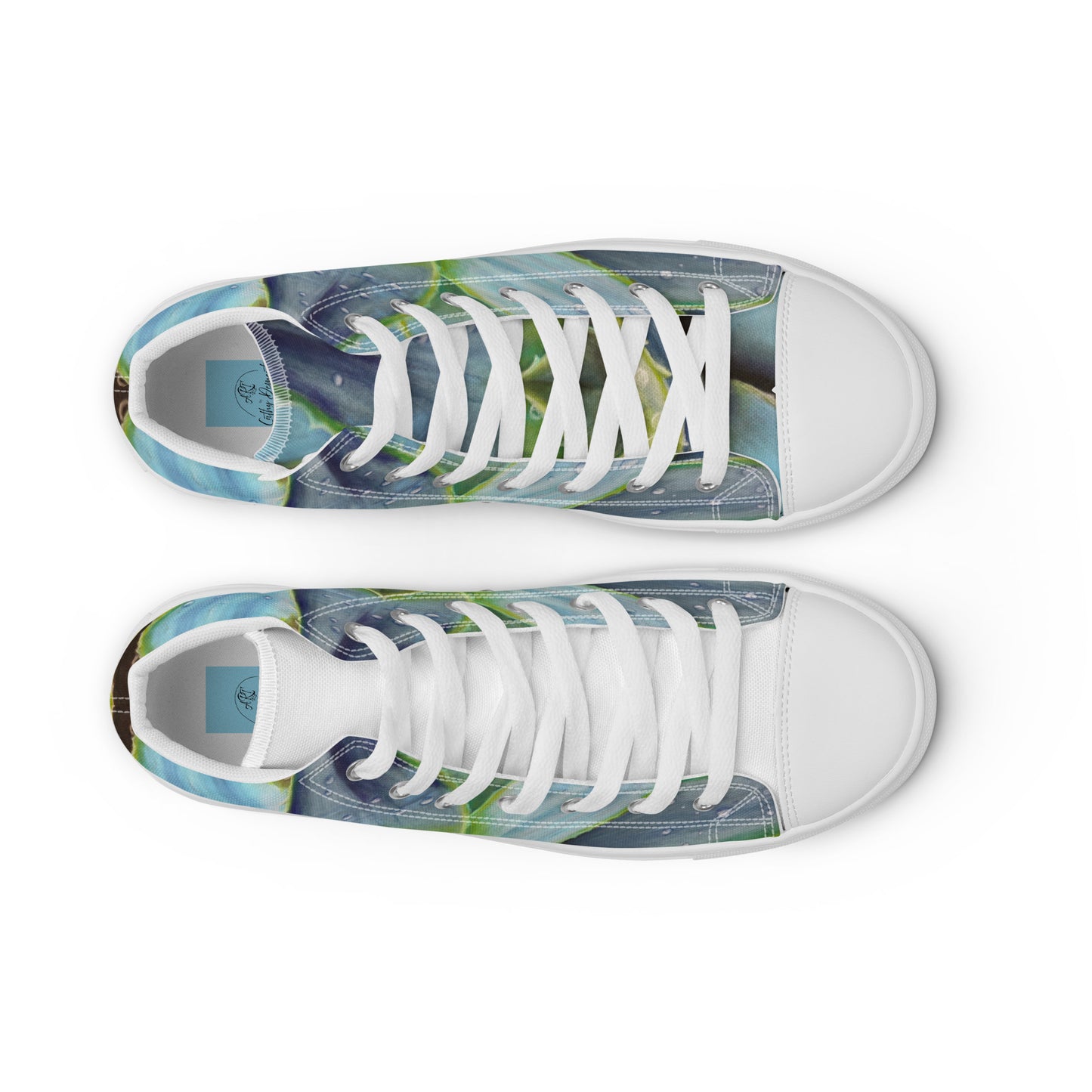 Women's Lace-Up Canvas Shoes - Desert Jewel , Vibrant Agave Plant with Dew Drops by Cathy Dement