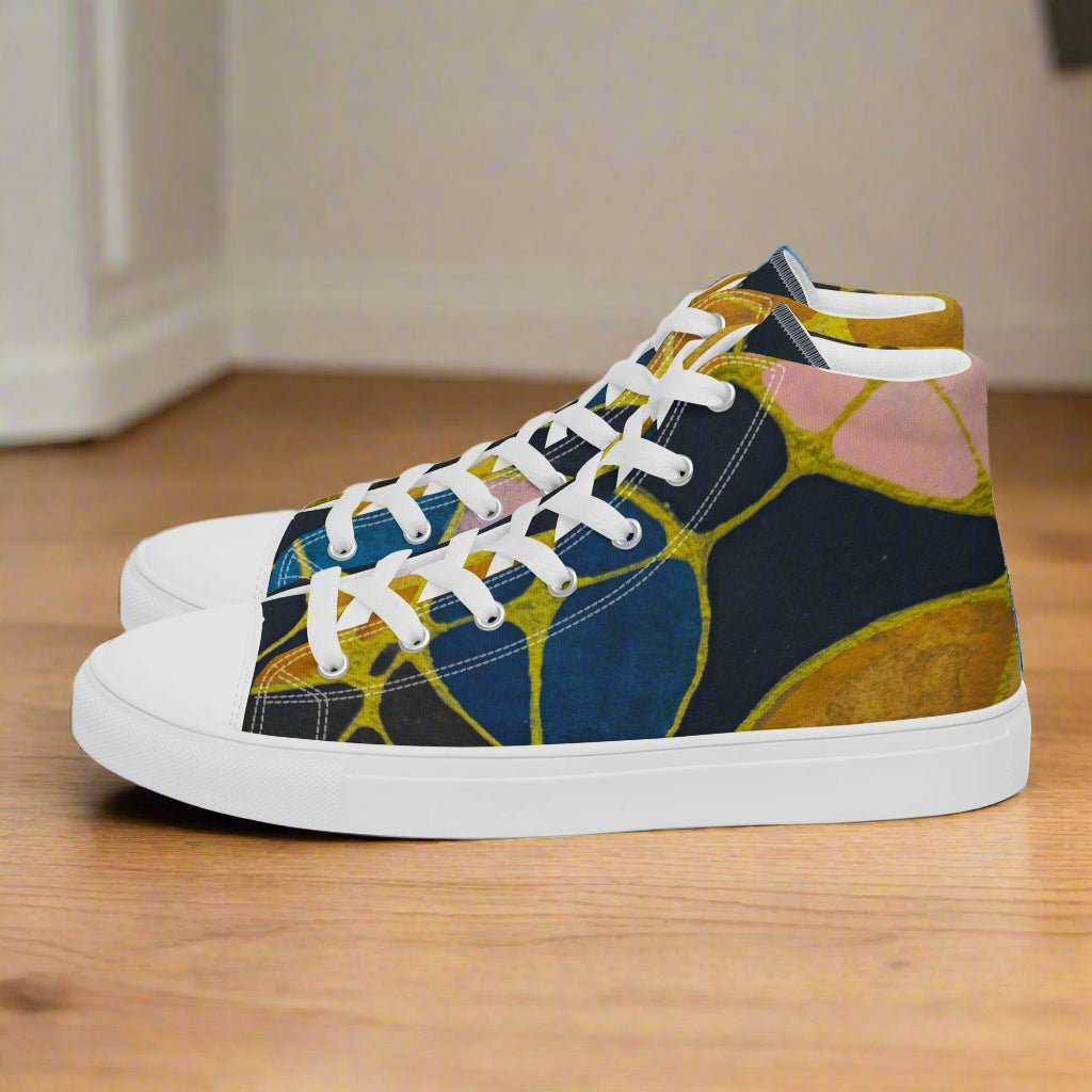 Women’s High Top Canvas Shoes - Dusk - Vibrant Abstract Artwork Design Sneakers