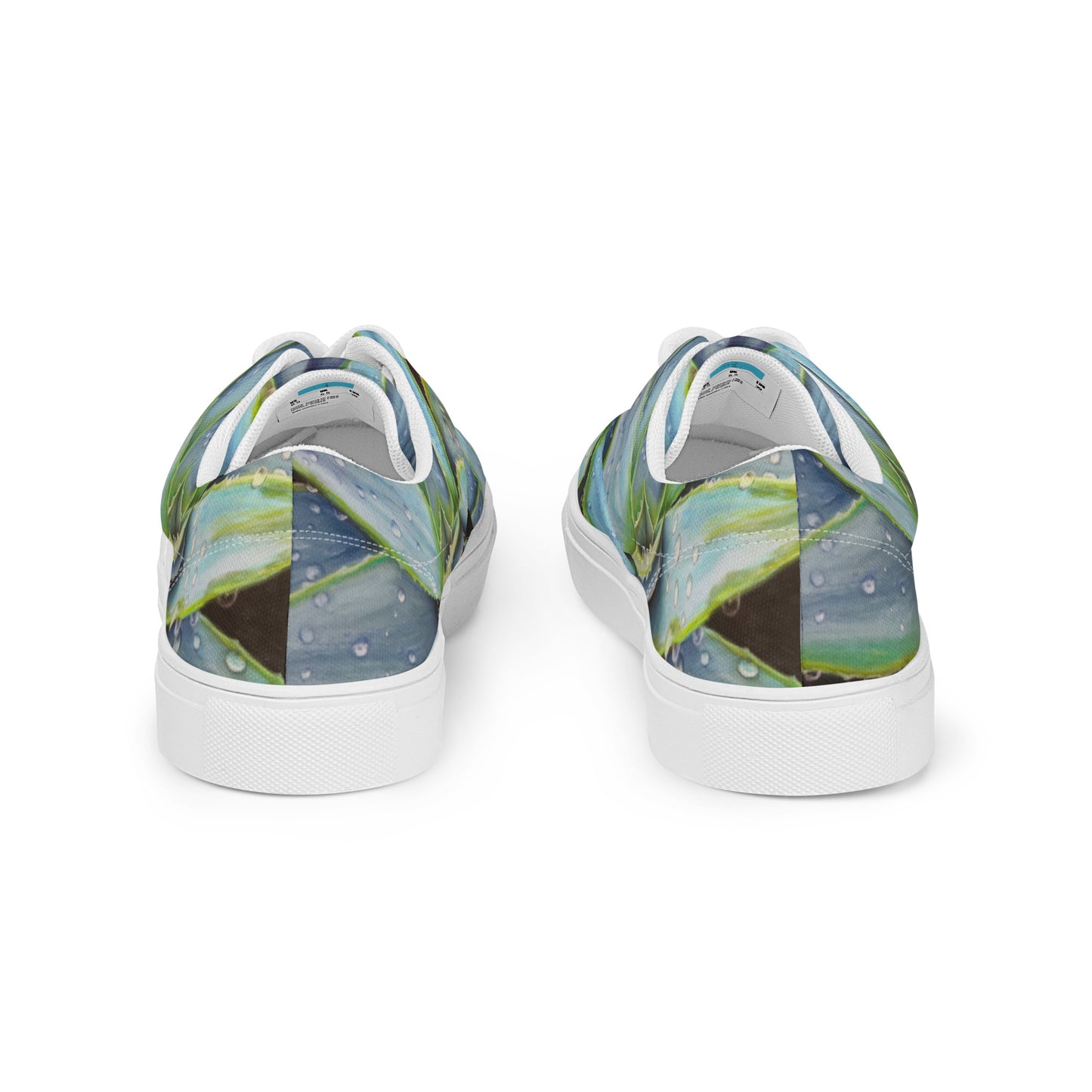 Women's Lace-Up Canvas Shoes -Desert Jewel, Vibrant Agave Plant with Dew Drops Artwork by Cathy Dement