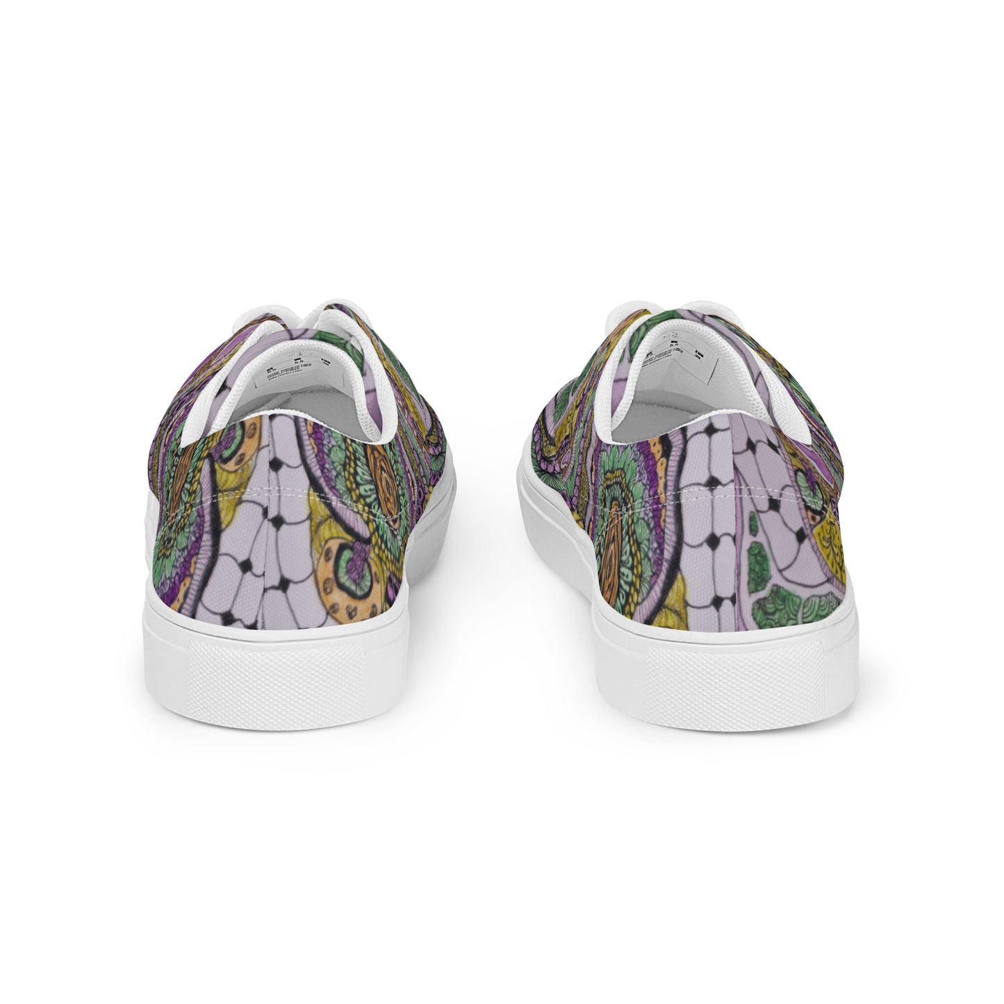 Women’s Lace-up Canvas Shoes - Zen Floral Bliss, Colorful Zentangle Artwork