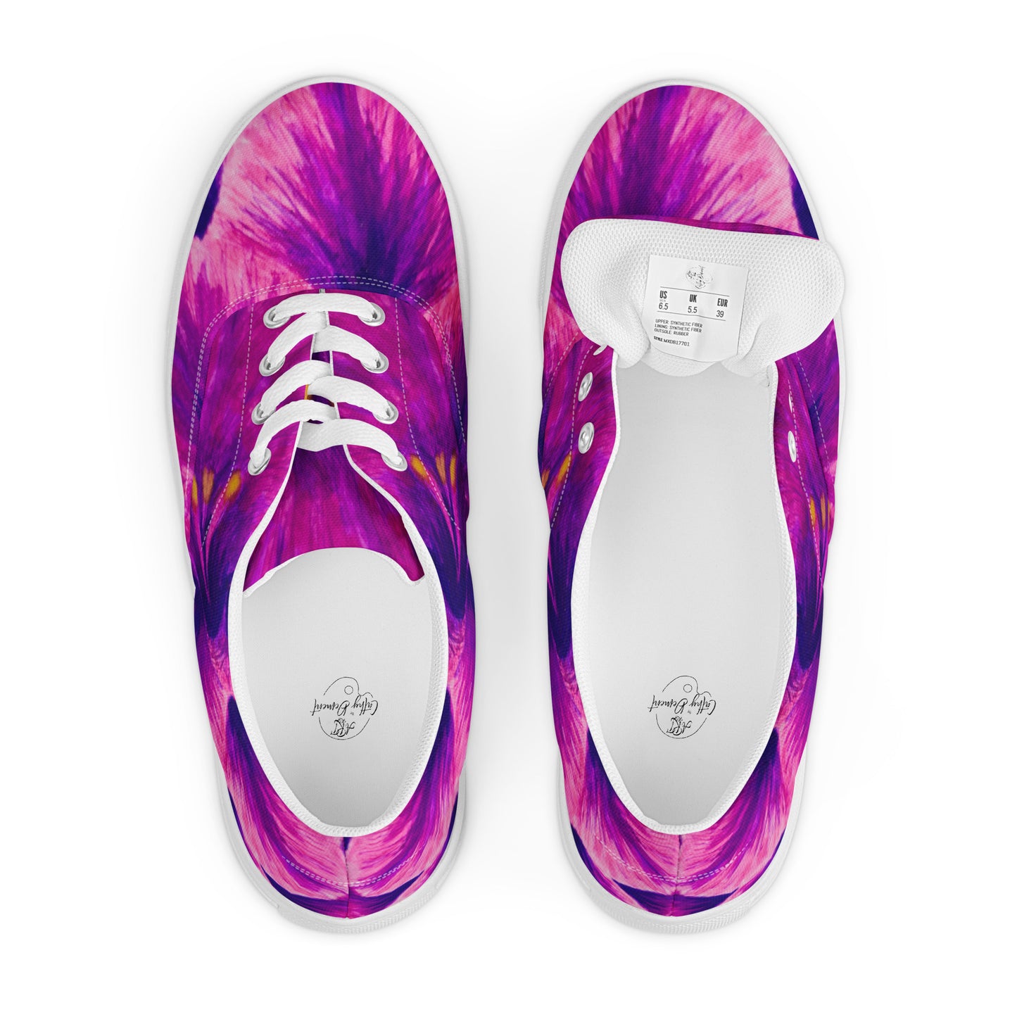 Women’s Lace-up Canvas Shoes - Royal Reverie: Purple Gladiola Artwork