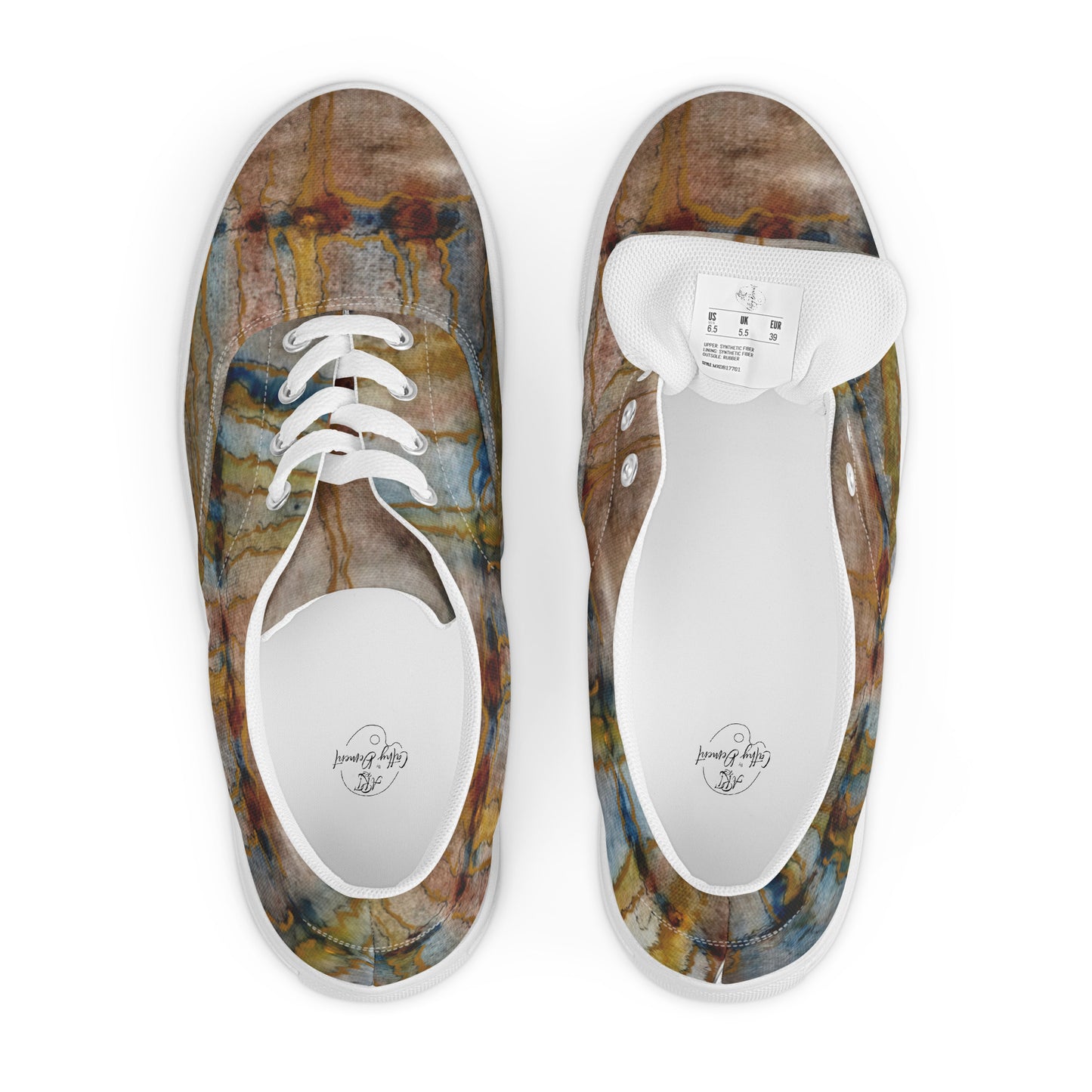 Women’s Lace-up Canvas Shoes - Twilight Reflections, Abstract Sunset Artwork