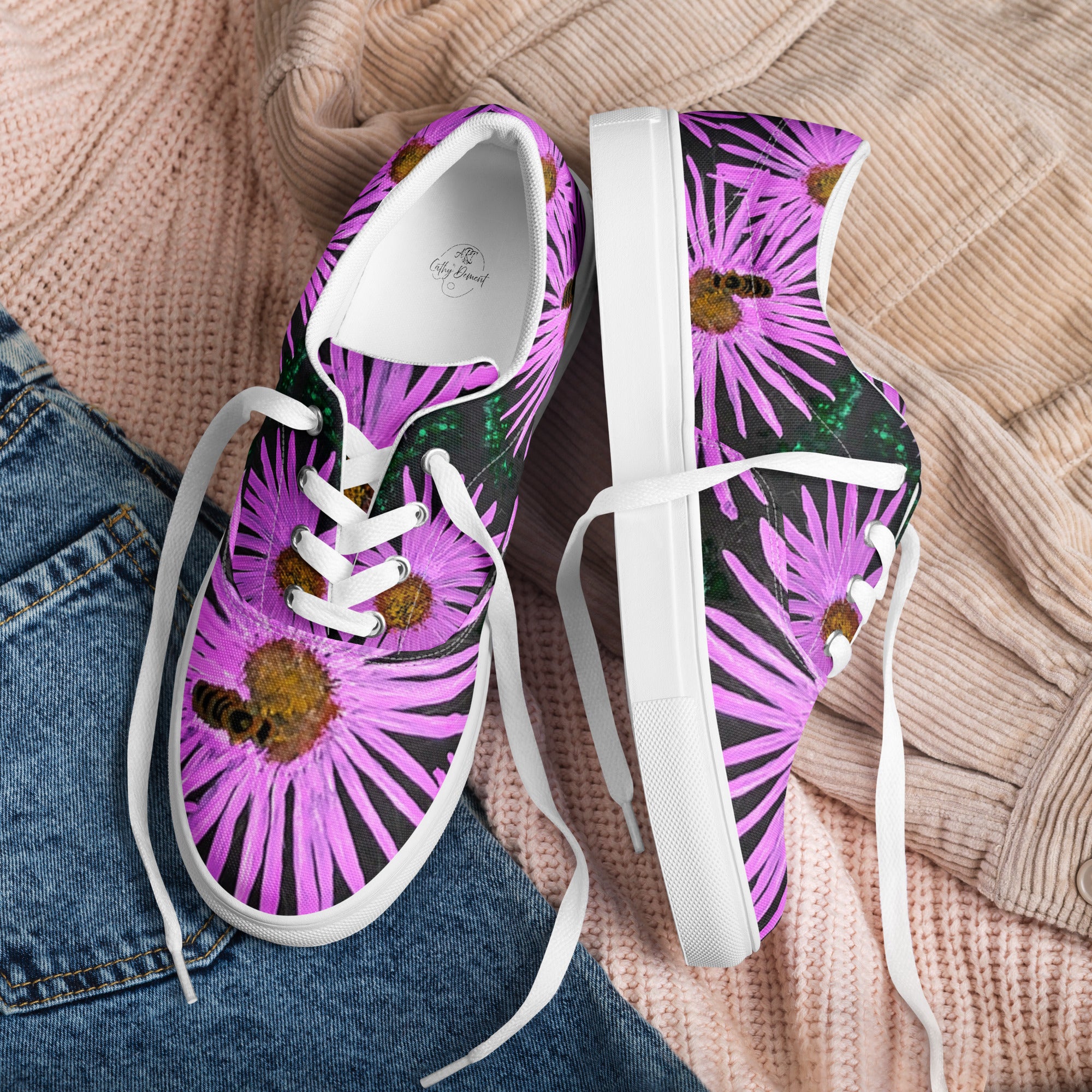 Gold and Purple Women’s Lace-Up Canvas Shoes | hot Womens Lace Up Shoes | Womens Canvas Shoes | Womens Casual Shoes