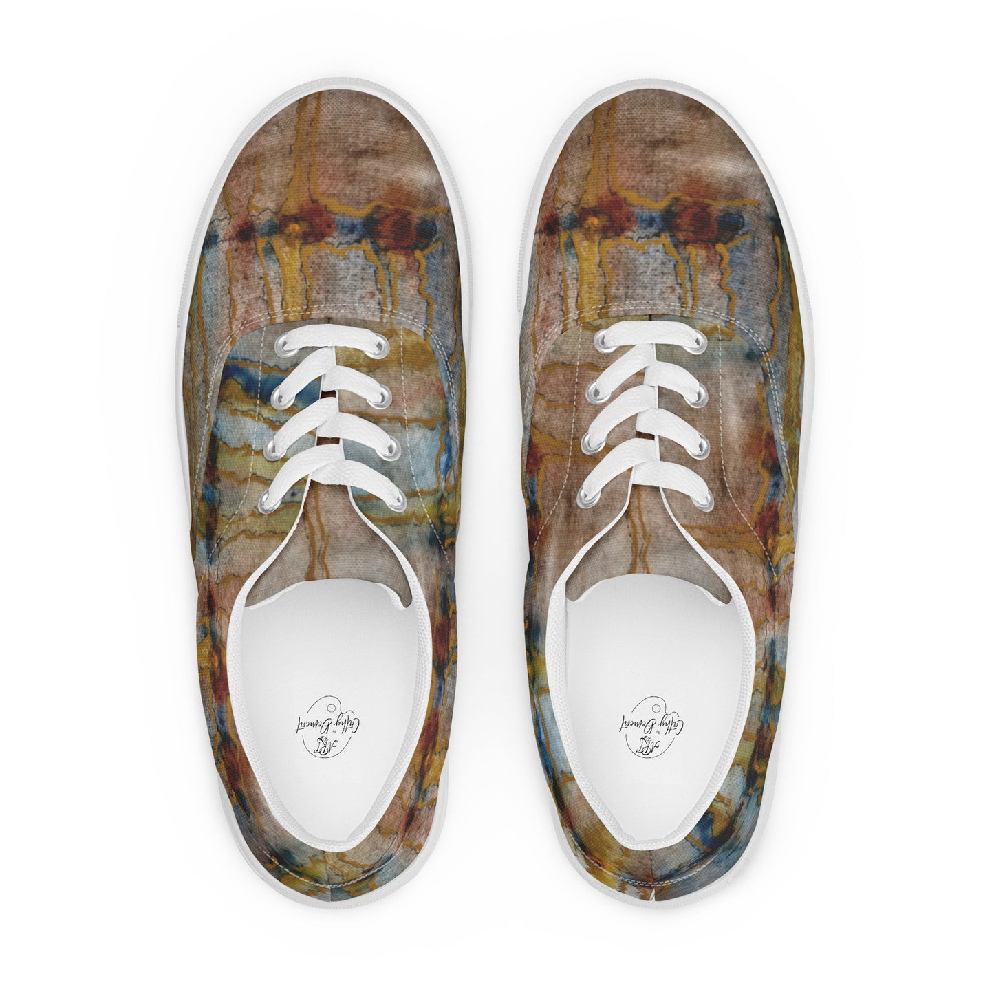 Women’s Lace-up Canvas Shoes - Twilight Reflections, Abstract Sunset Artwork