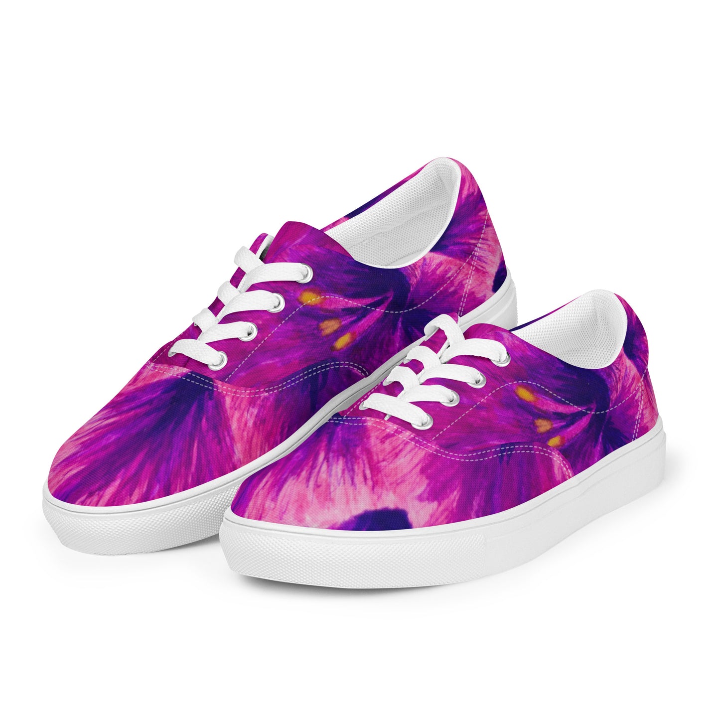 Women’s Lace-up Canvas Shoes - Royal Reverie: Purple Gladiola Artwork