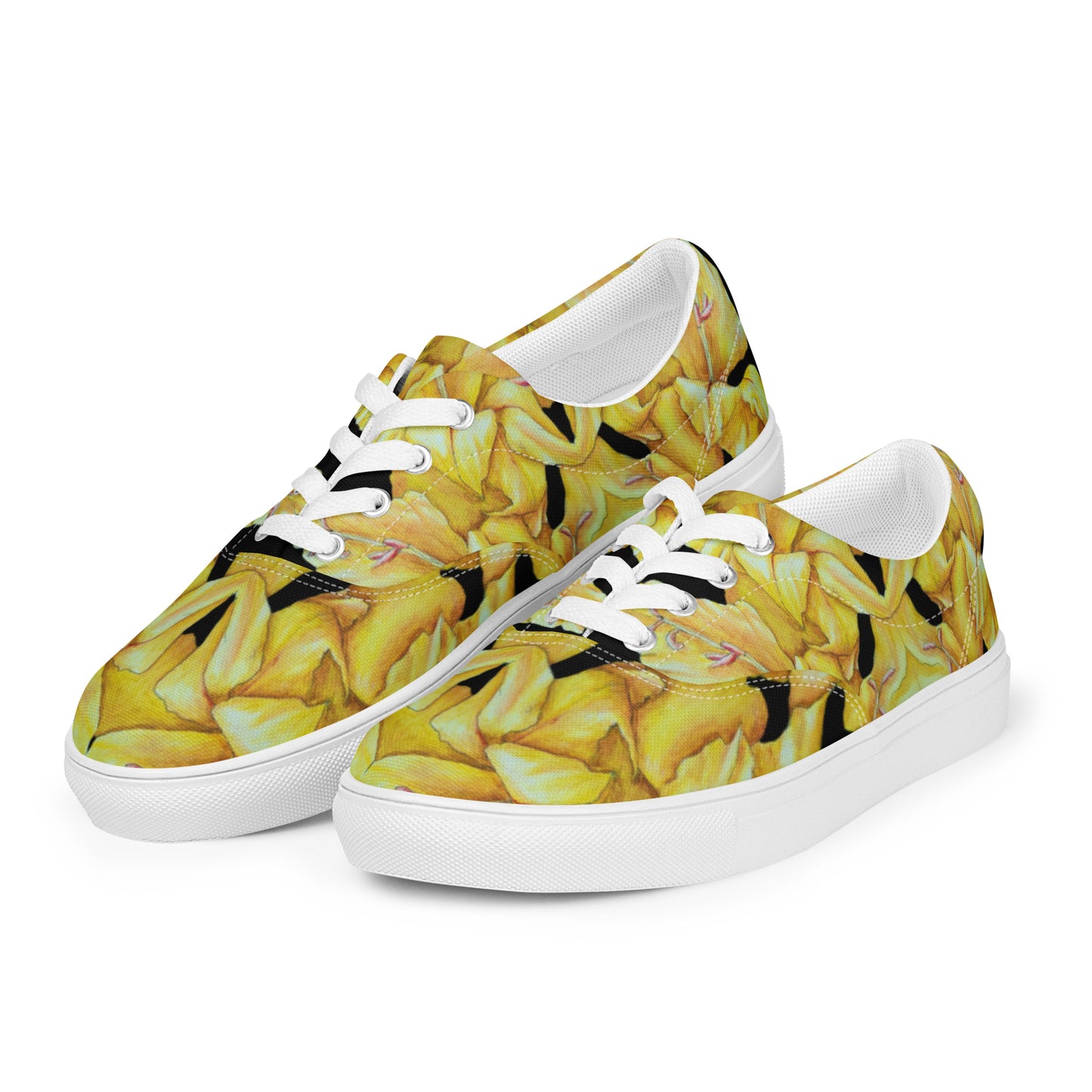 Women’s lace-up Canvas Shoes - Sunny Blooms, Yellow Gladiola Artwork