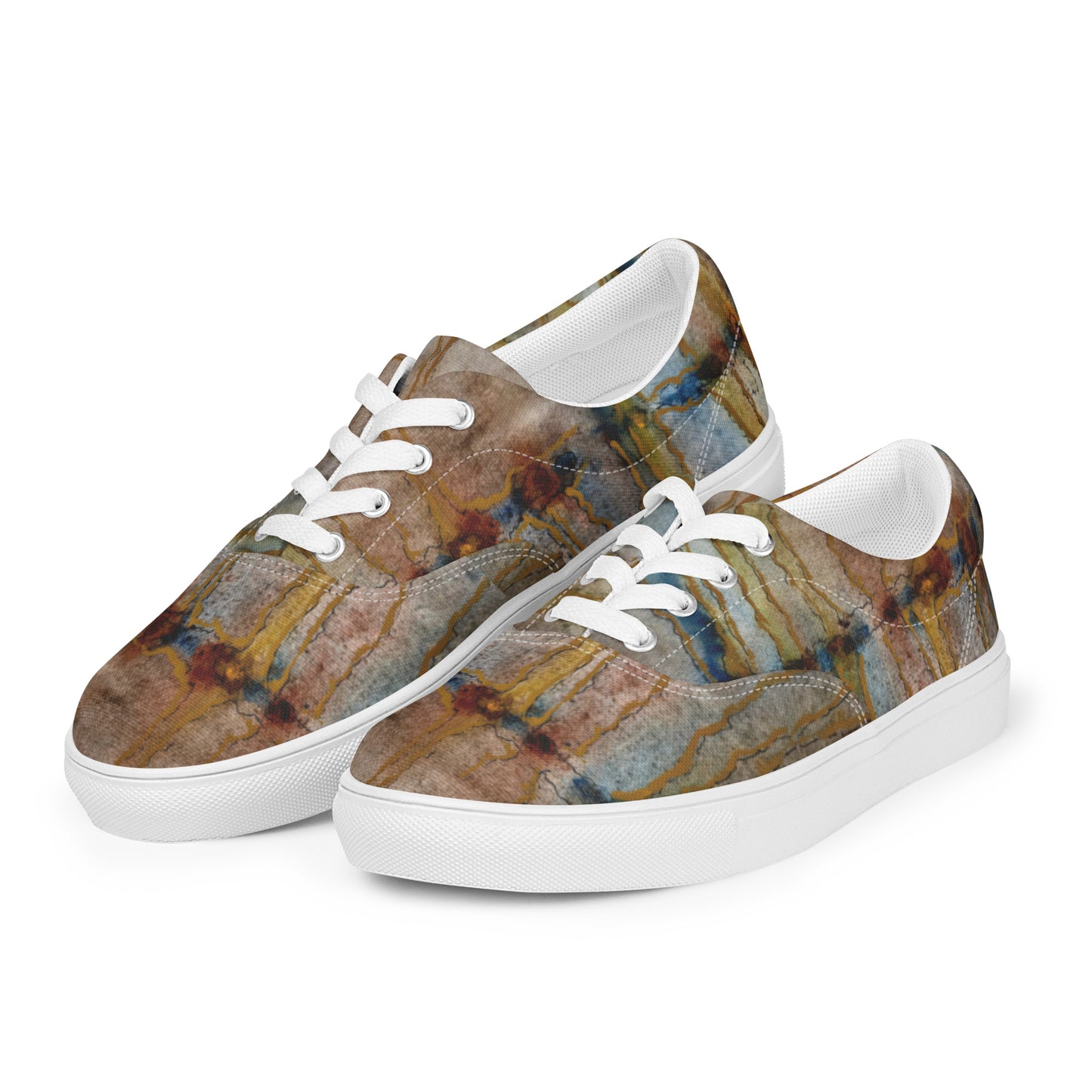 Women’s Lace-up Canvas Shoes - Twilight Reflections, Abstract Sunset Artwork