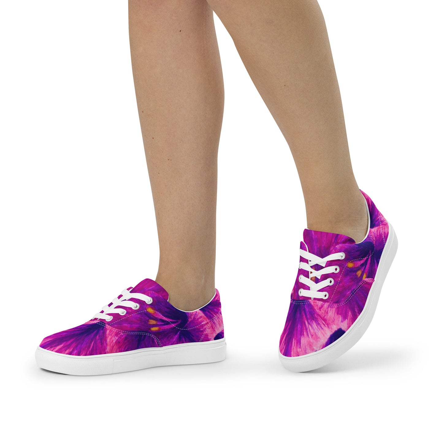 Women’s Lace-up Canvas Shoes - Royal Reverie: Purple Gladiola Artwork