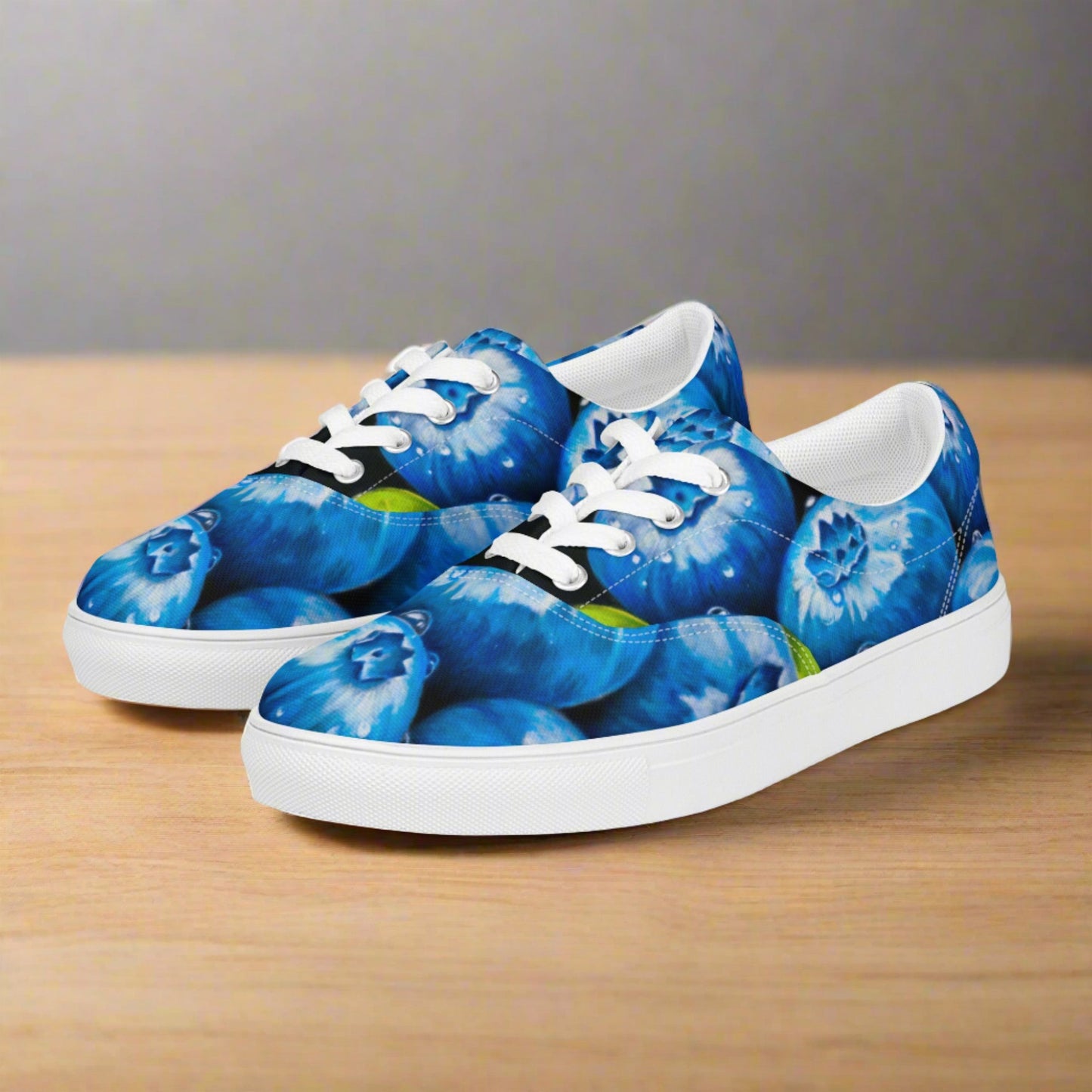 Women’s lace-up Canvas Shoes - Blueberry Bliss, Berry Artwork