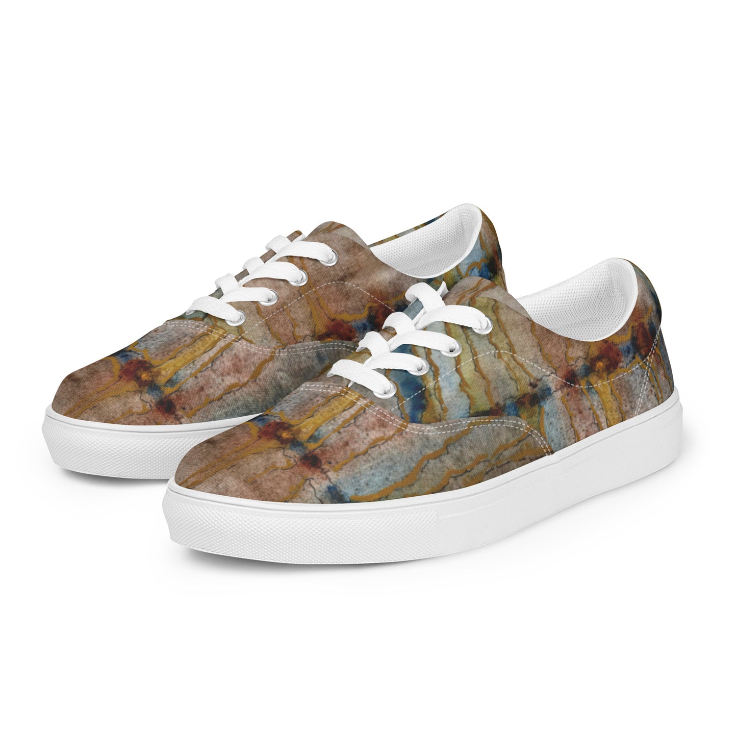 Women’s Lace-up Canvas Shoes - Twilight Reflections, Abstract Sunset Artwork