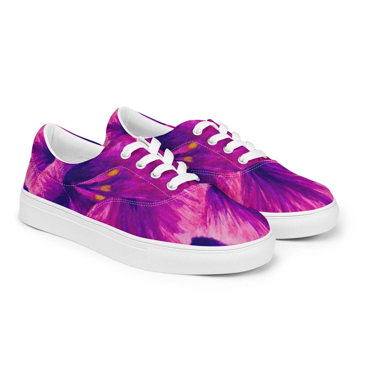 Women’s Lace-up Canvas Shoes - Royal Reverie: Purple Gladiola Artwork