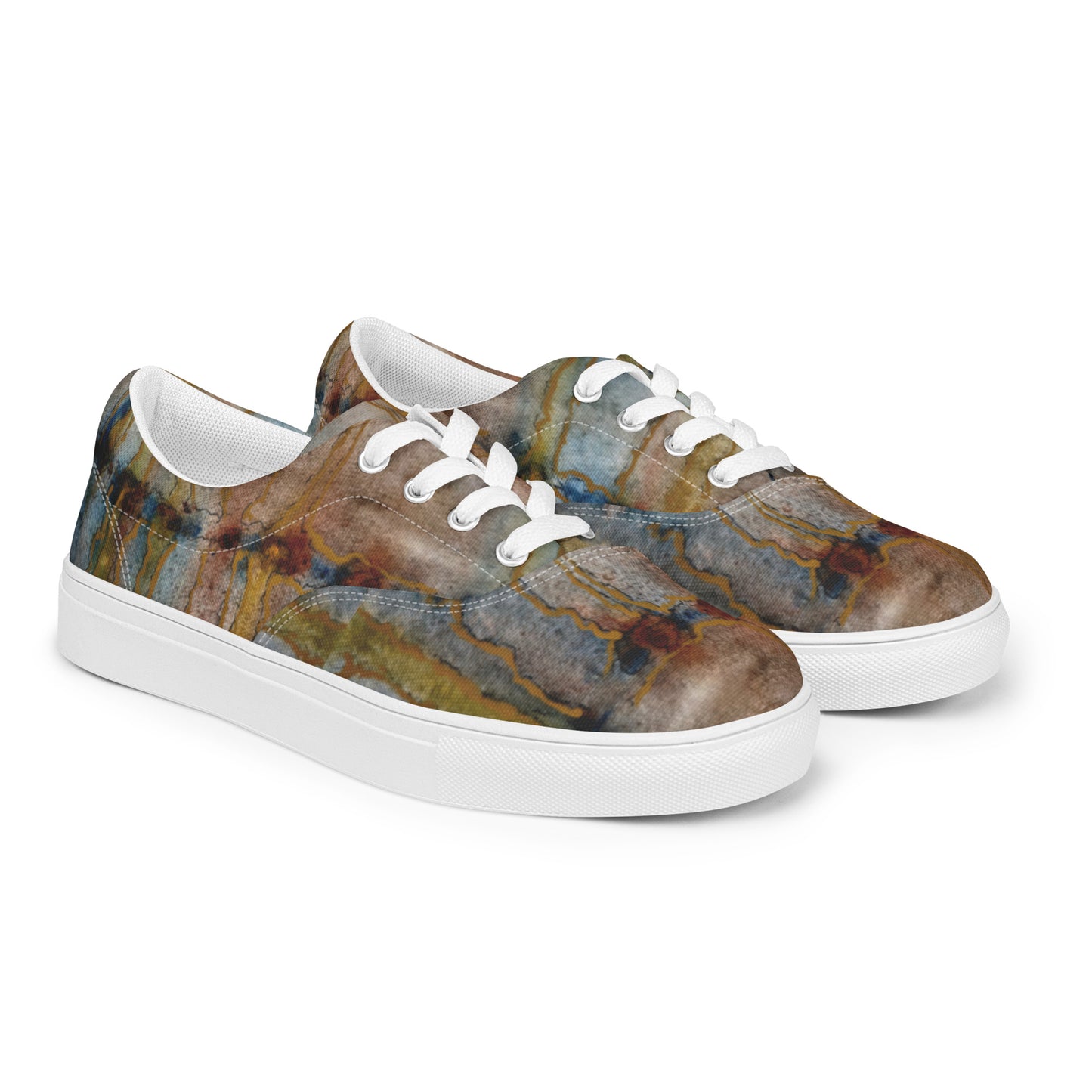 Women’s Lace-up Canvas Shoes - Twilight Reflections, Abstract Sunset Artwork