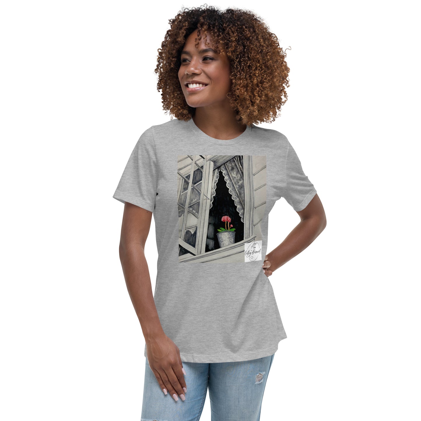 Norway Window: Open Window With Plant Design Women's Relaxed T-Shirt