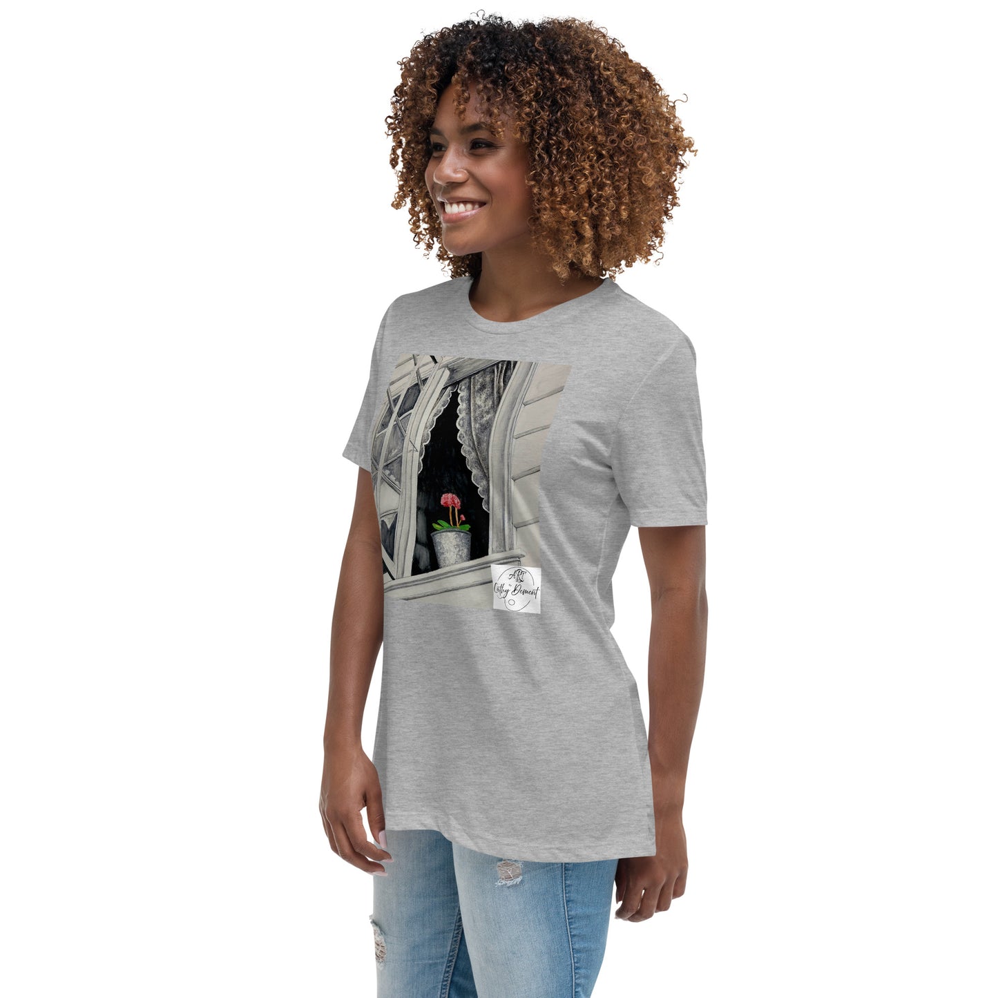 Norway Window: Open Window With Plant Design Women's Relaxed T-Shirt