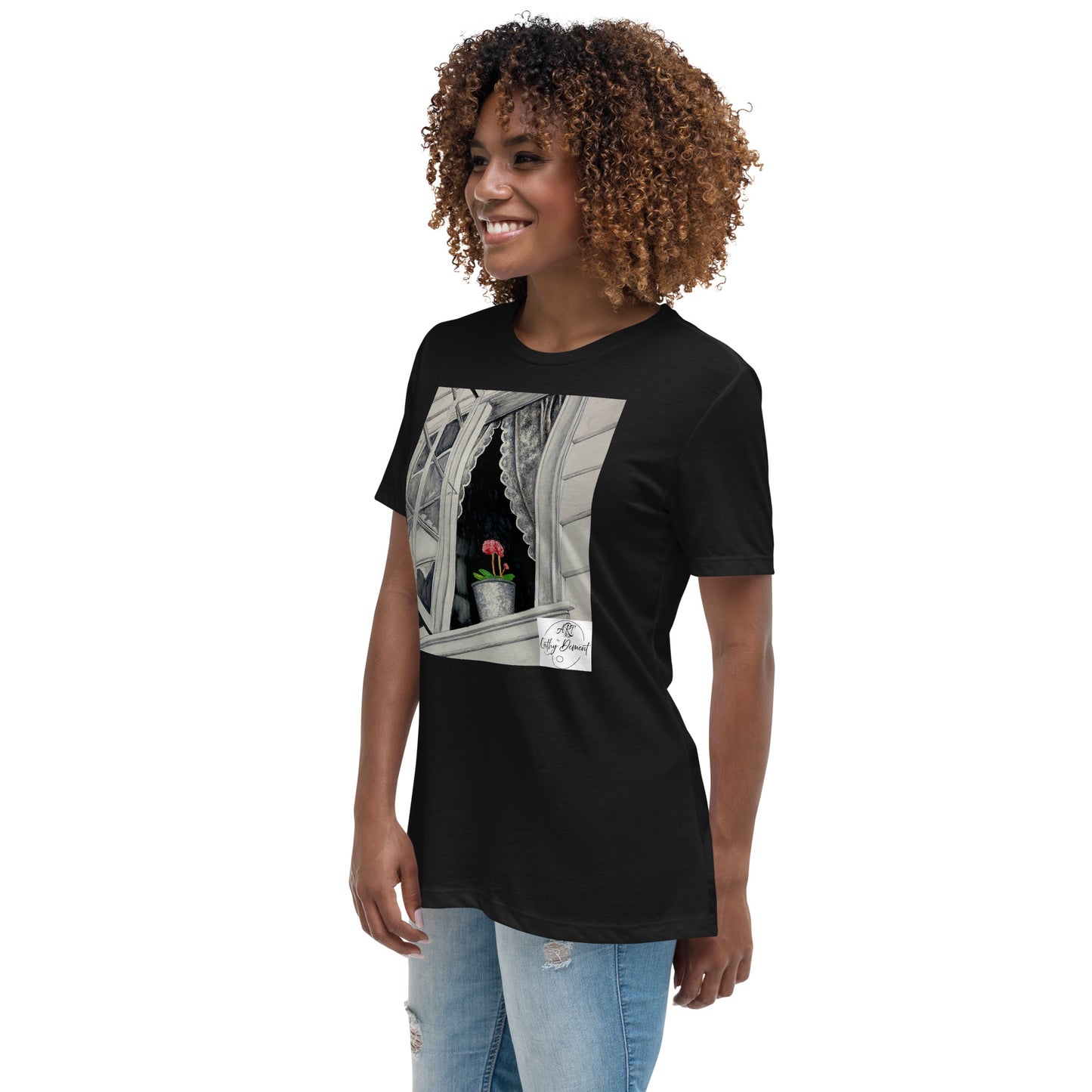 Norway Window: Open Window With Plant Design Women's Relaxed T-Shirt