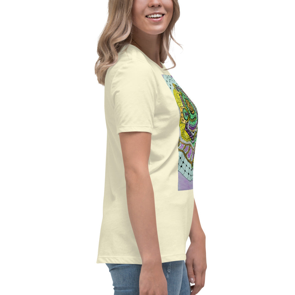 Zen Blossom: Colorful Zentangle Floral Women's Relaxed T-Shirt