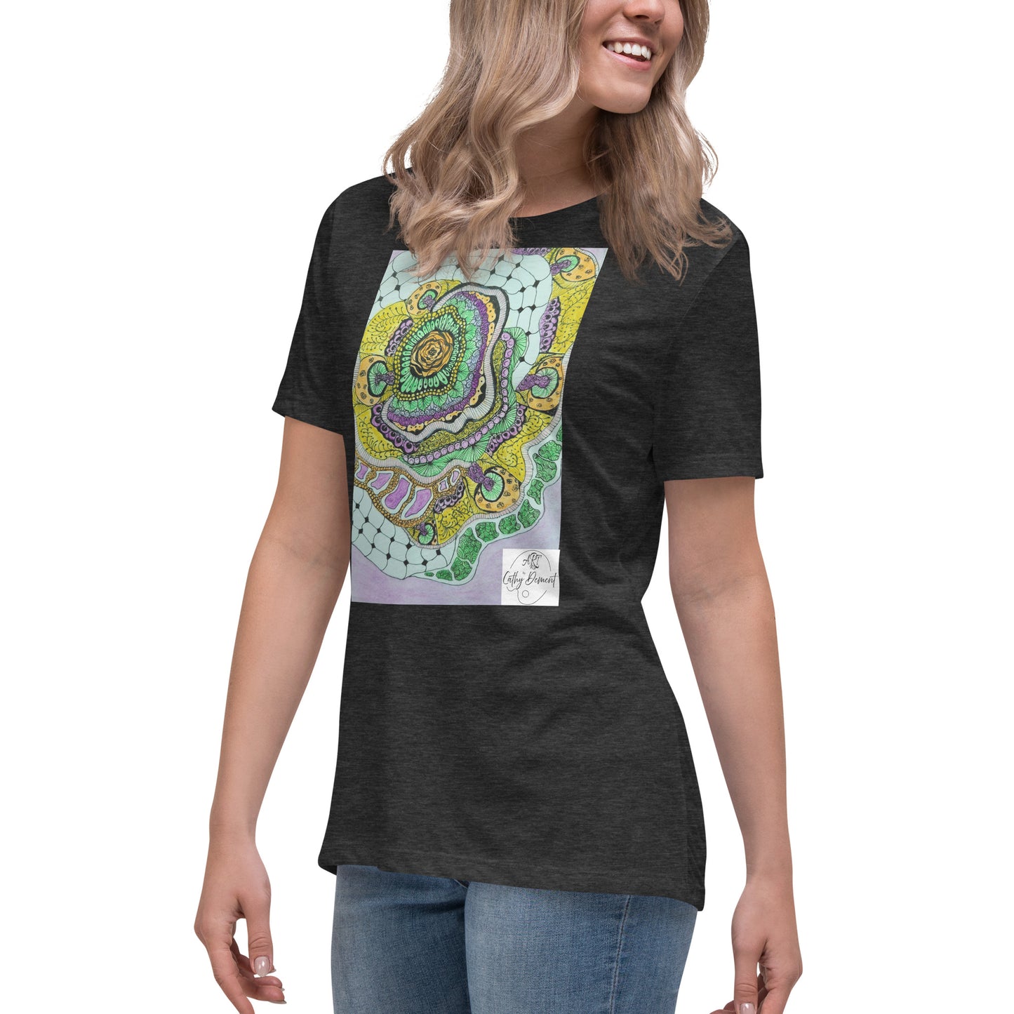 Zen Blossom: Colorful Zentangle Floral Women's Relaxed T-Shirt