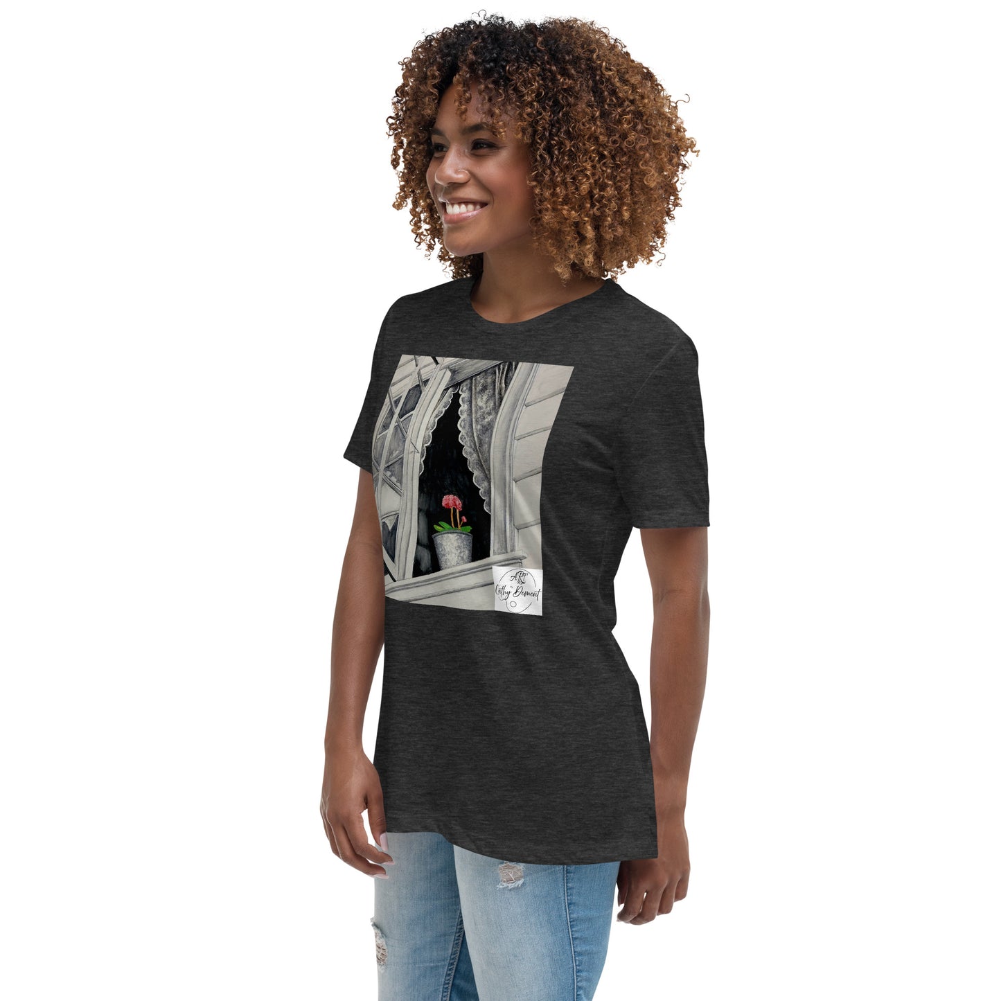 Norway Window: Open Window With Plant Design Women's Relaxed T-Shirt