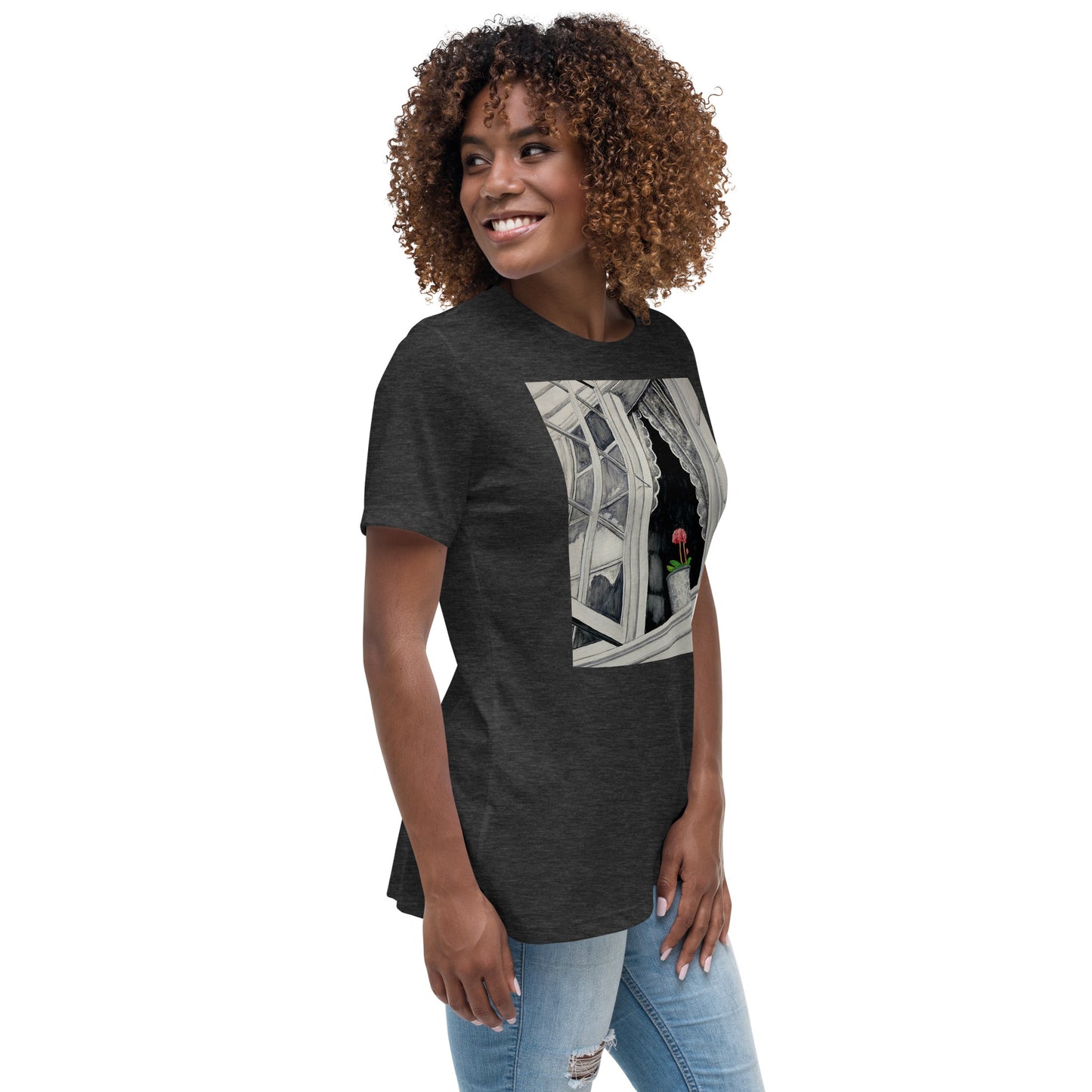 Norway Window: Open Window With Plant Design Women's Relaxed T-Shirt