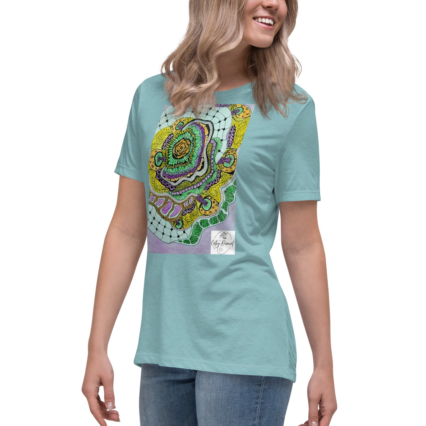 Zen Blossom: Colorful Zentangle Floral Women's Relaxed T-Shirt