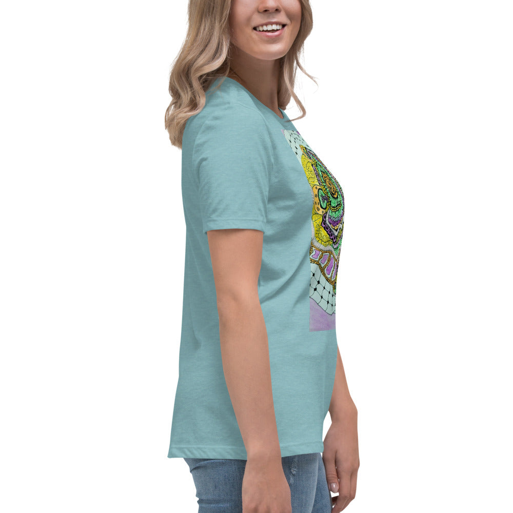 Zen Blossom: Colorful Zentangle Floral Women's Relaxed T-Shirt