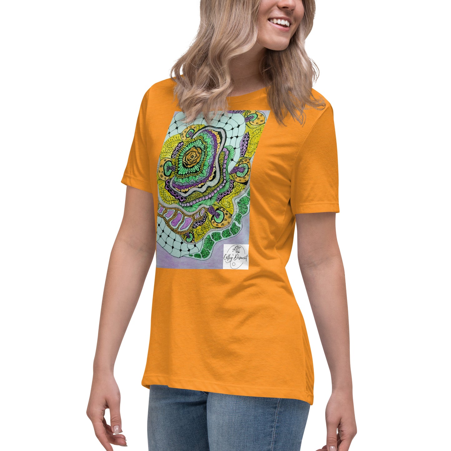 Zen Blossom: Colorful Zentangle Floral Women's Relaxed T-Shirt