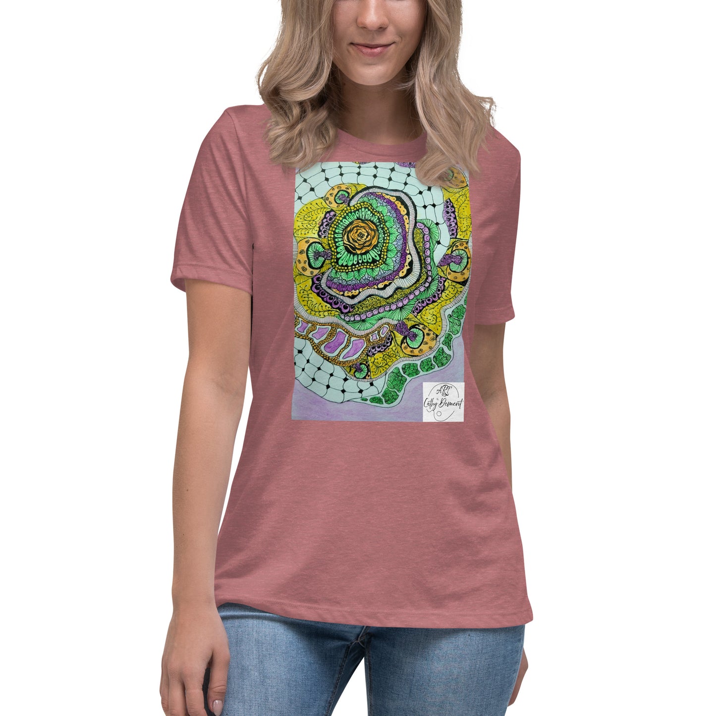 Zen Blossom: Colorful Zentangle Floral Women's Relaxed T-Shirt