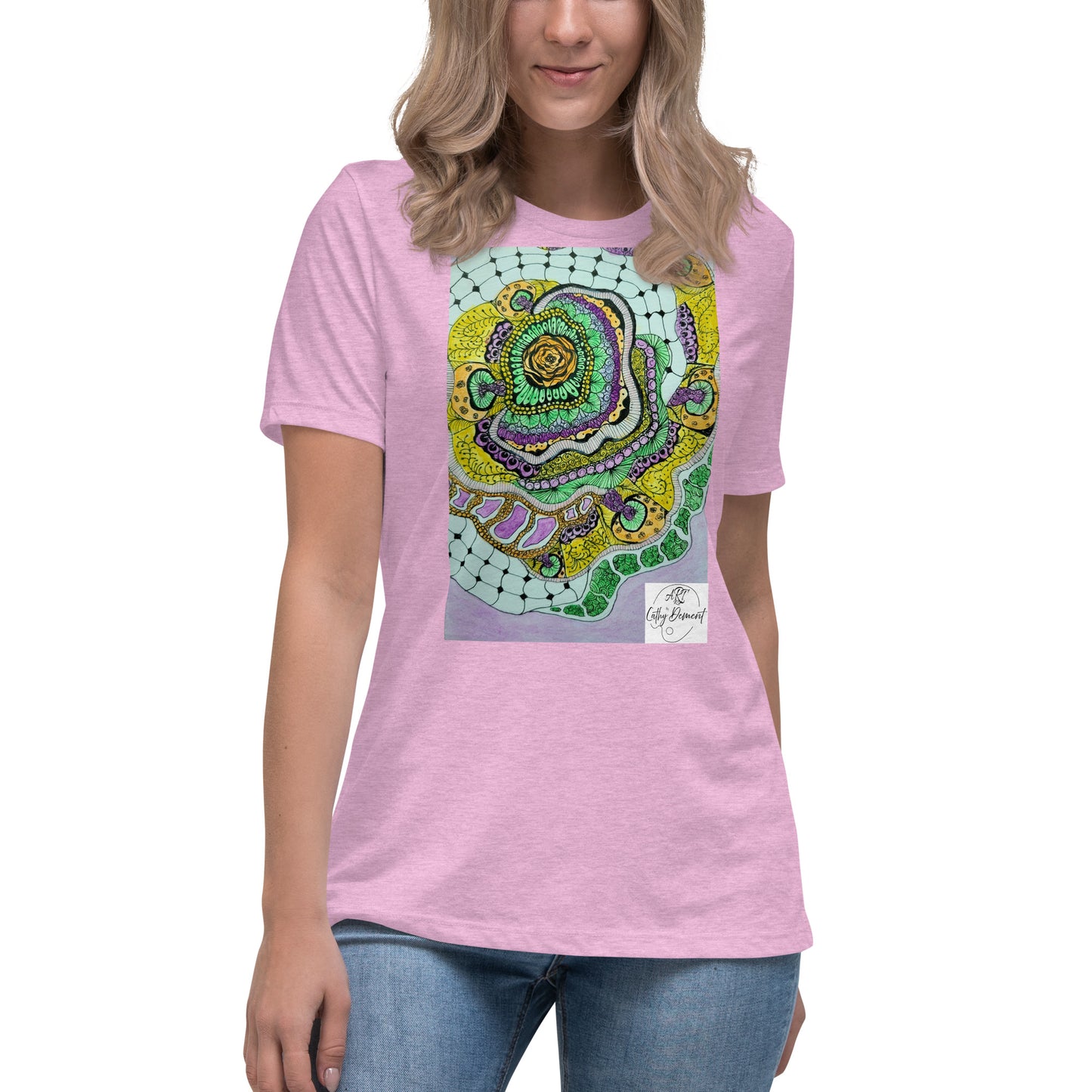 Zen Blossom: Colorful Zentangle Floral Women's Relaxed T-Shirt