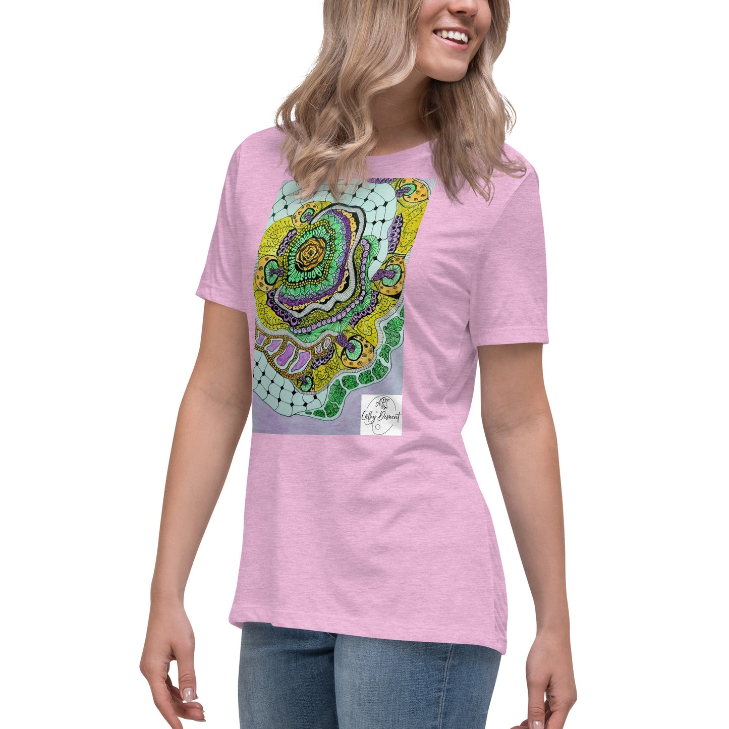 Zen Blossom: Colorful Zentangle Floral Women's Relaxed T-Shirt