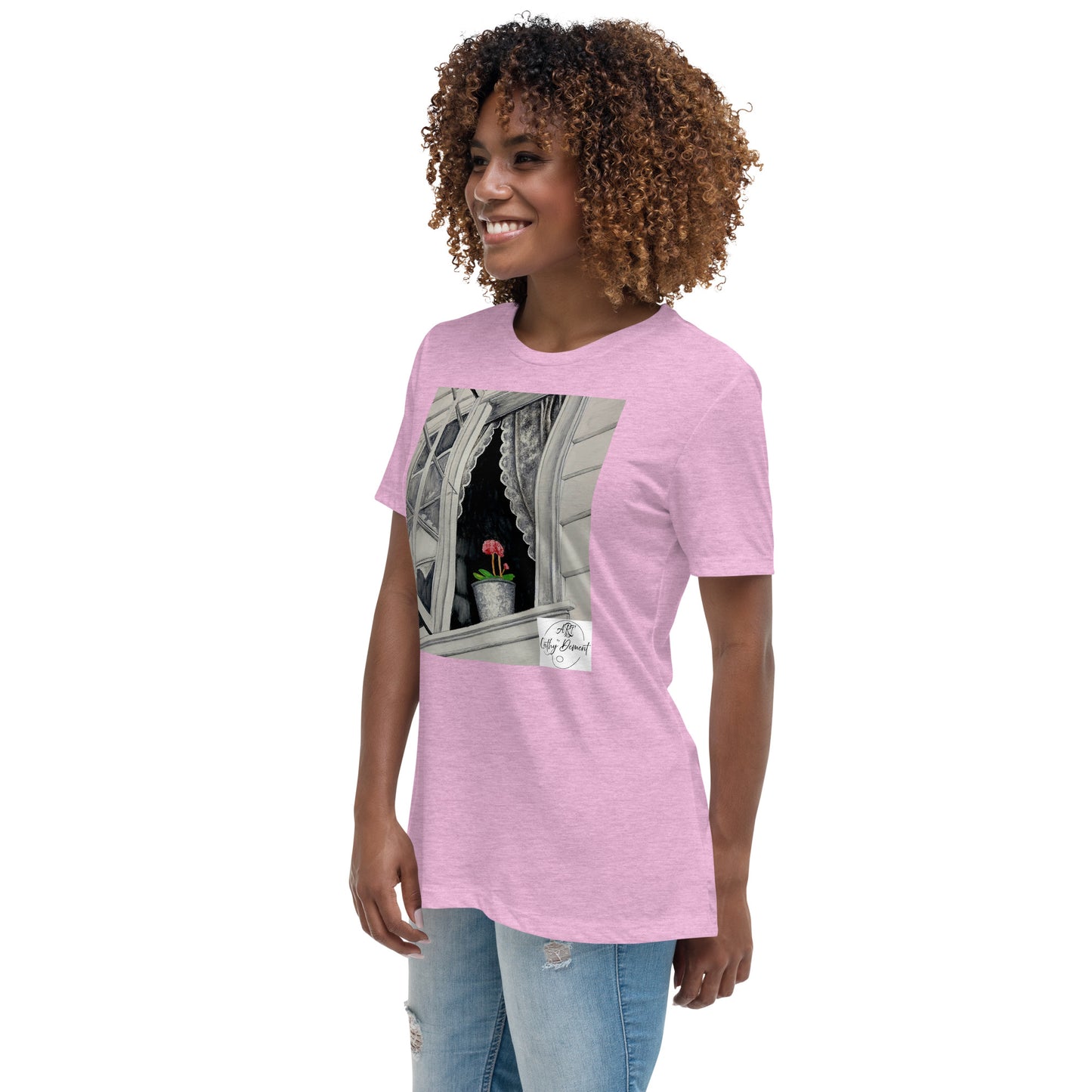 Norway Window: Open Window With Plant Design Women's Relaxed T-Shirt