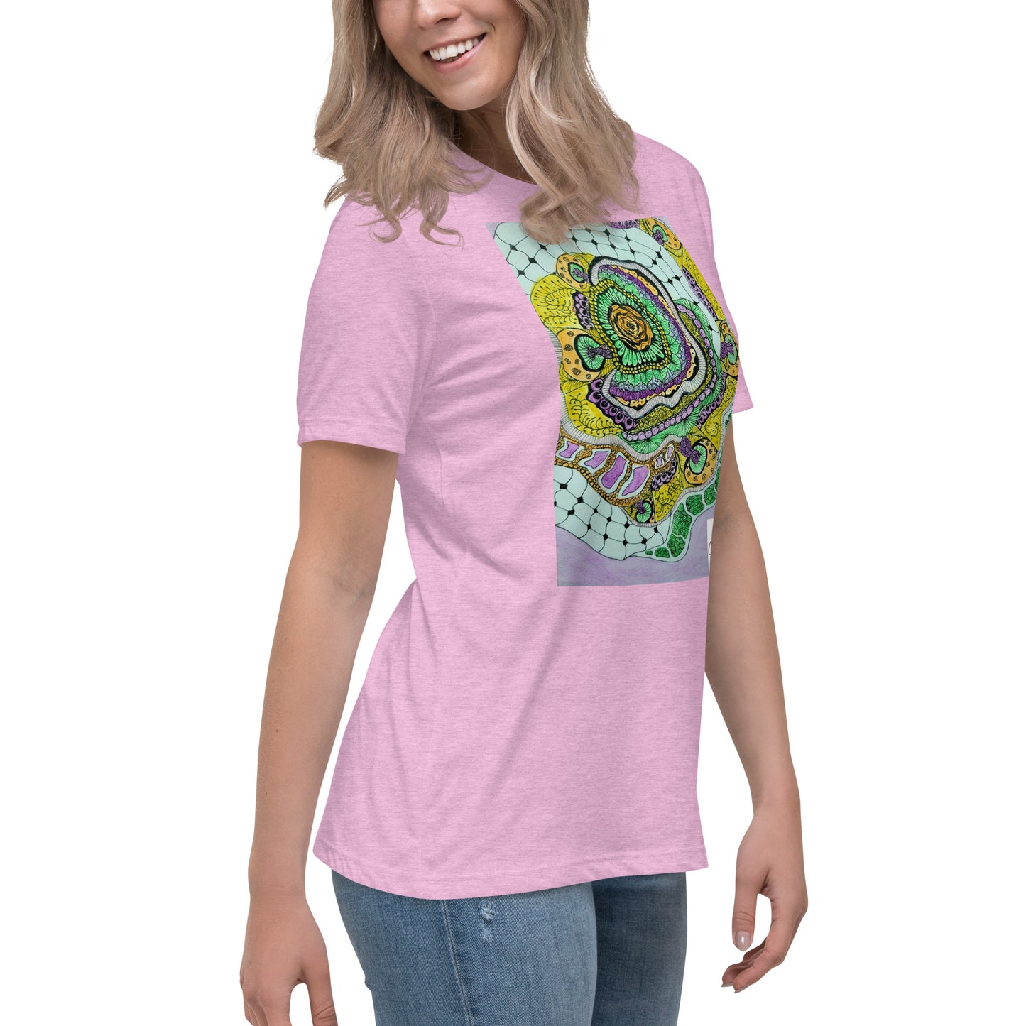 Zen Blossom: Colorful Zentangle Floral Women's Relaxed T-Shirt