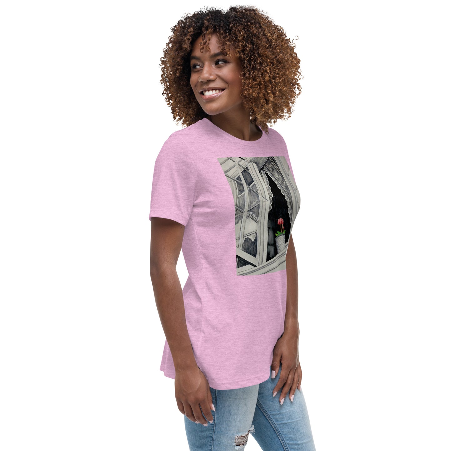 Norway Window: Open Window With Plant Design Women's Relaxed T-Shirt