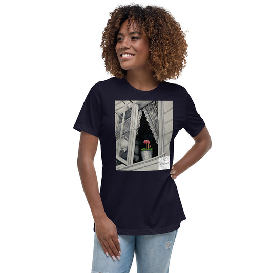 Norway Window: Open Window With Plant Design Women's Relaxed T-Shirt