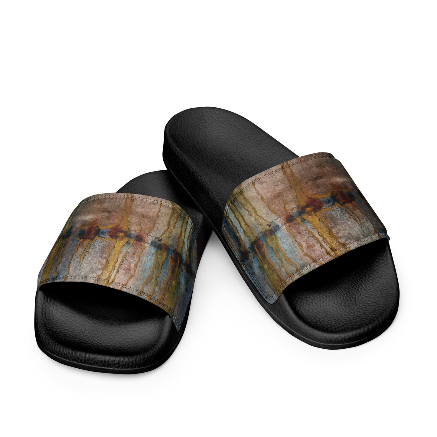 Women's Slides - Twilight Reflections - Colorful Abstract Artwork Design Sandals, Wearable Art Shoes