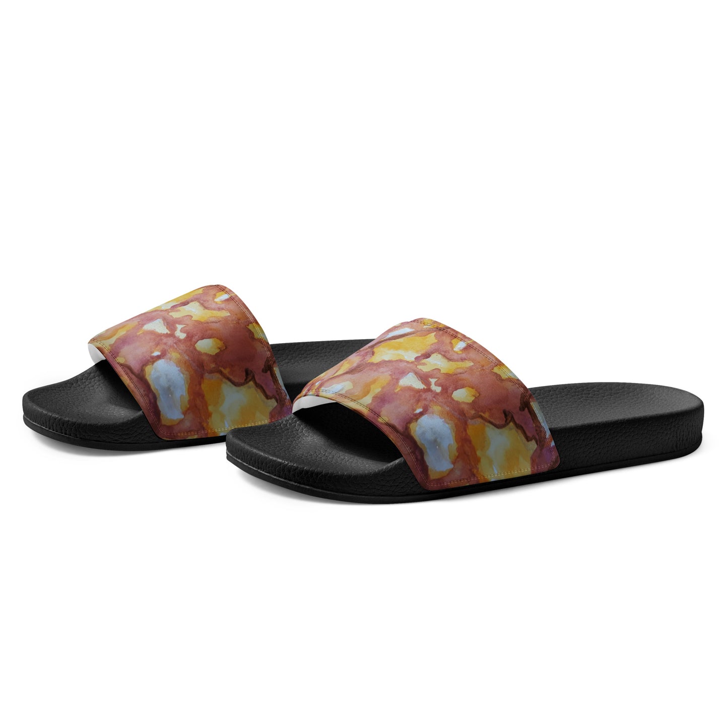 Women's Slides - Sunset Veil - Colorful Abstract Artwork Design Sandals, Wearable Art Shoes