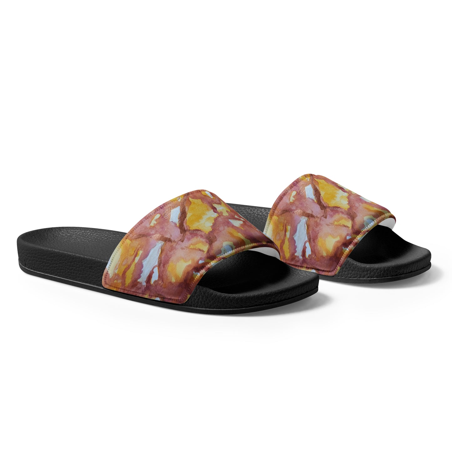 Women's Slides - Sunset Veil - Colorful Abstract Artwork Design Sandals, Wearable Art Shoes