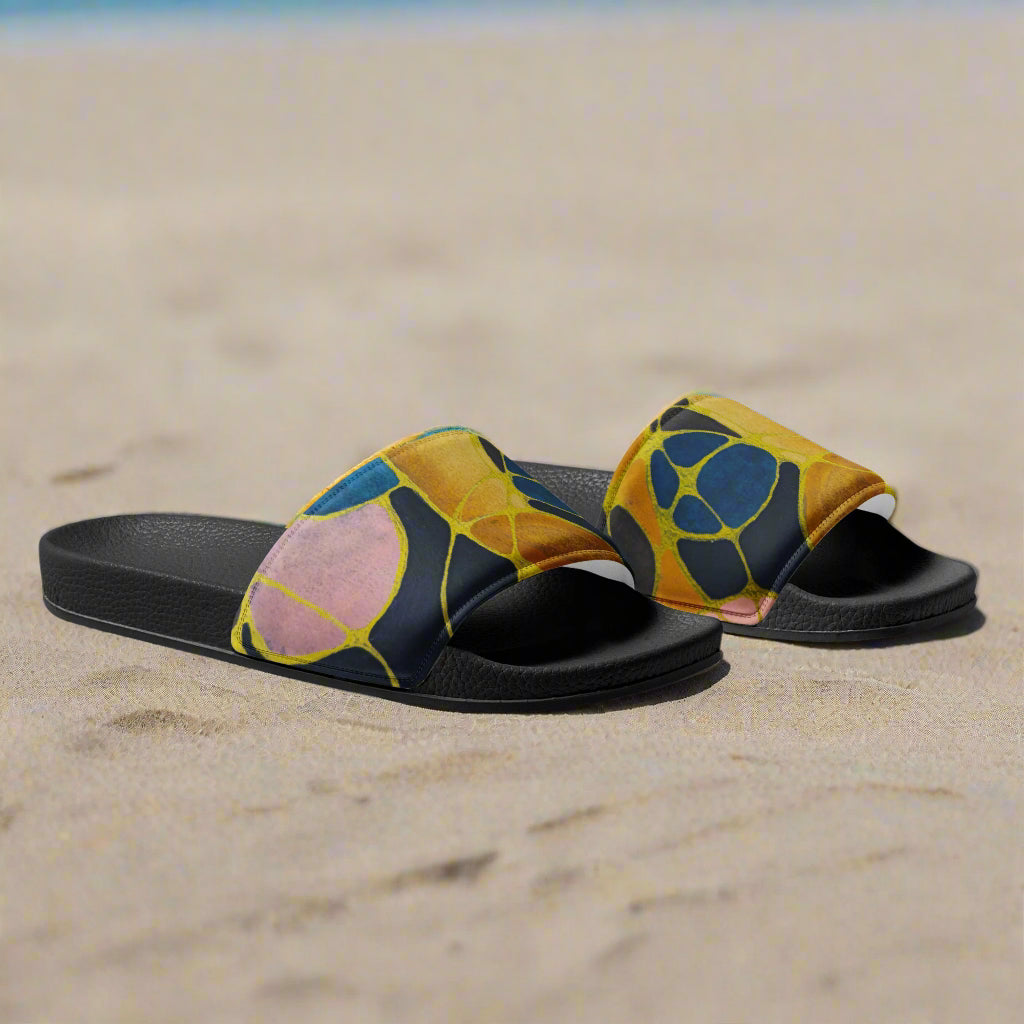 Women's Slides - Dusk - Vibrant Abstract Artwork Design Shoes