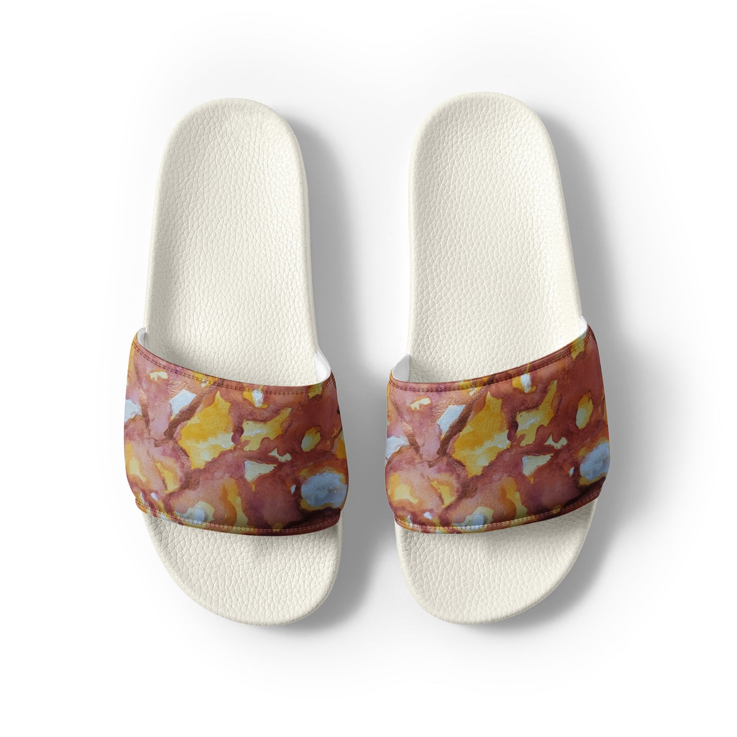 Women's Slides - Sunset Veil - Colorful Abstract Artwork Design Sandals, Wearable Art Shoes