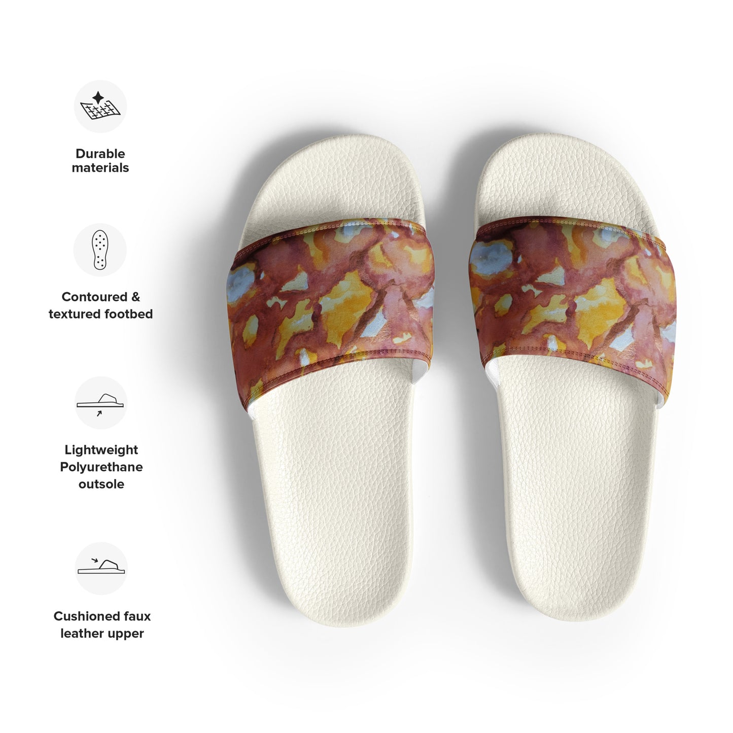 Women's Slides - Sunset Veil - Colorful Abstract Artwork Design Sandals, Wearable Art Shoes