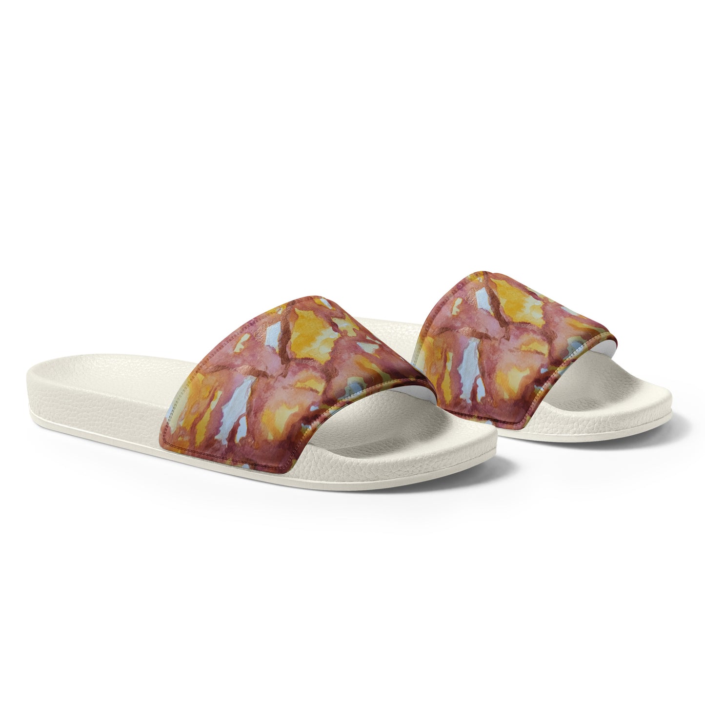 Women's Slides - Sunset Veil - Colorful Abstract Artwork Design Sandals, Wearable Art Shoes