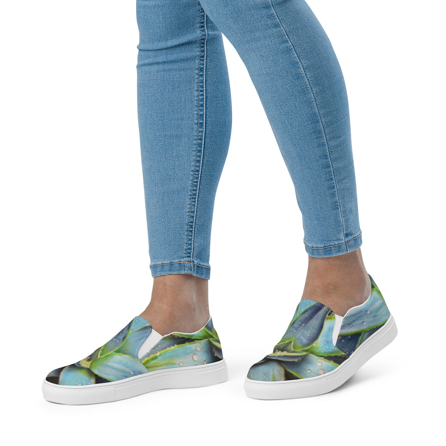 Women’s Slip-on Canvas Shoes - Desert Jewel, Colorful Agave Plant Artwork Design