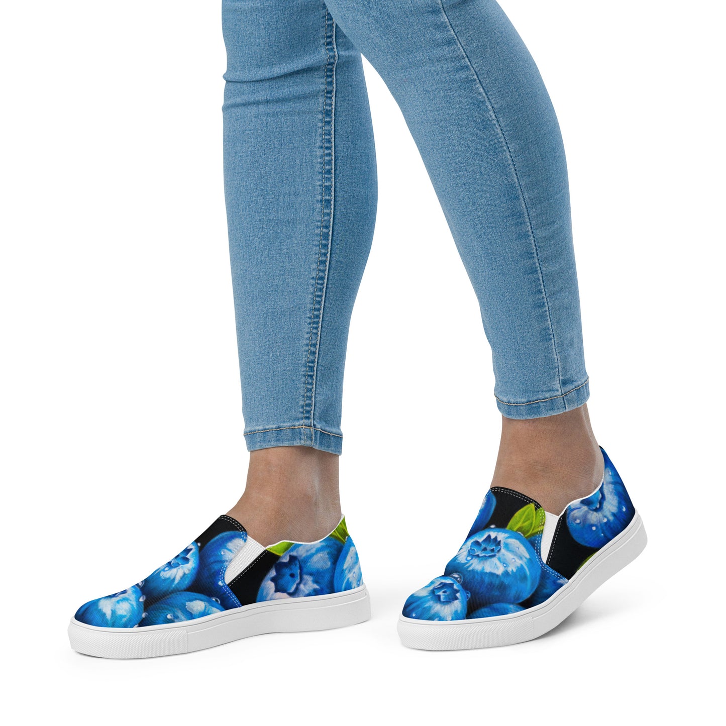 Women’s slip-on canvas shoes - Blueberry Bliss, Berry Artwork Design