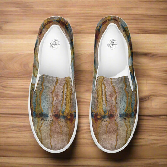 Women’s Slip-on Canvas Shoes - Twilight Reflections, Abstract Sunset Artwork Design